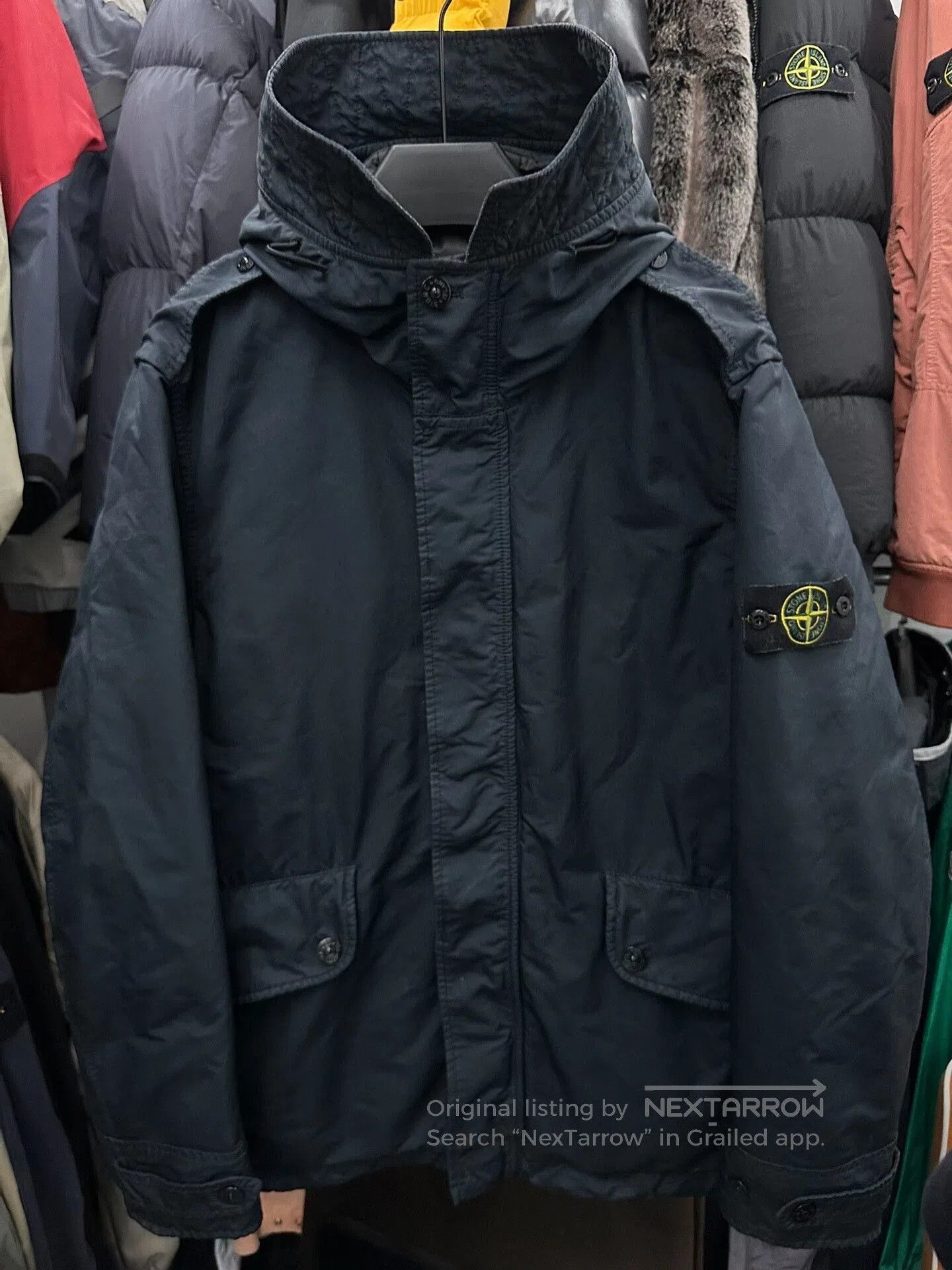 Stone Island Stone Island Navy Hooded Down Jacket. Size US XL / EU 56 / 4 - 1 Thumbnail
