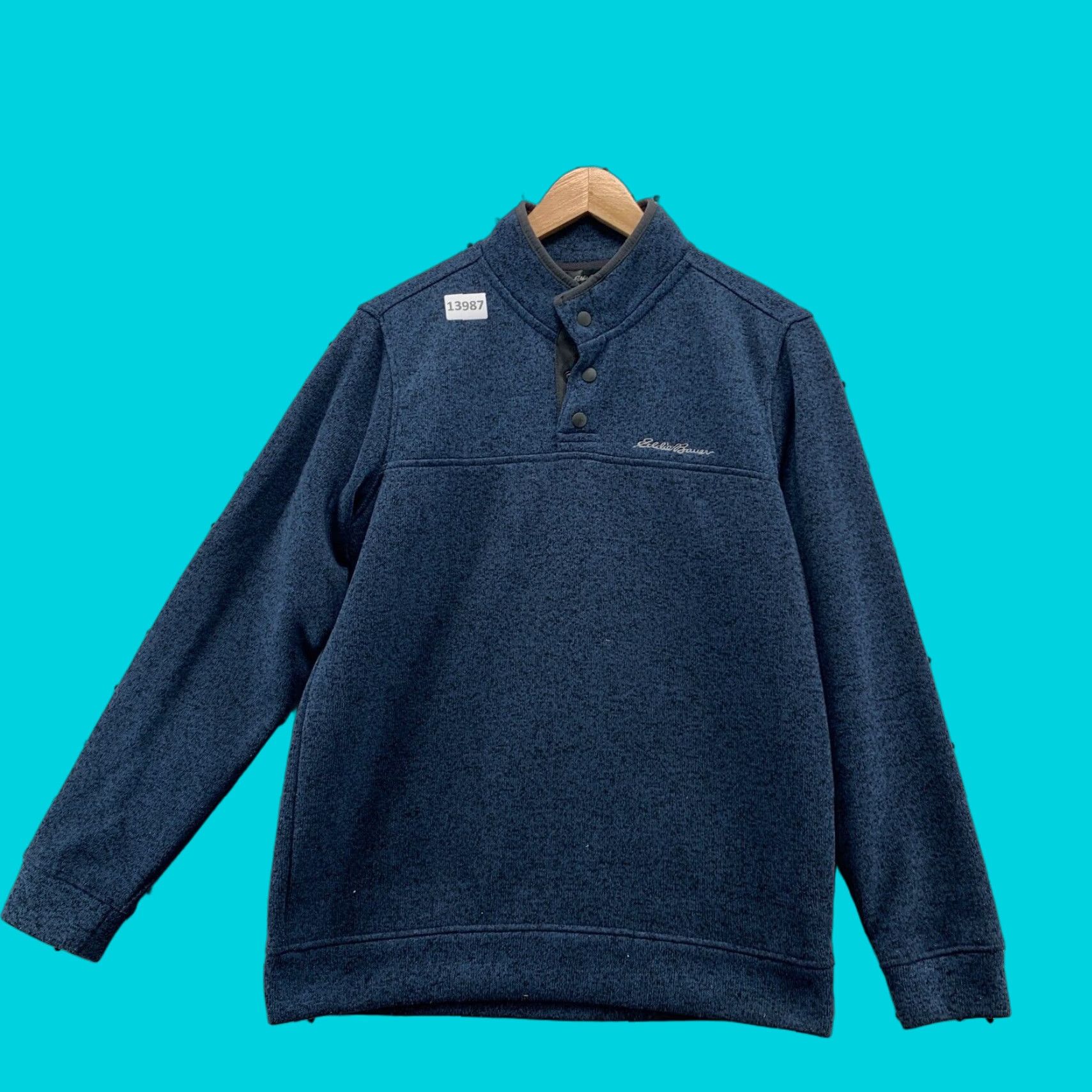 Eddie Bauer VINTAGE Eddie Bauer Pullover Sweater Mock Neck Blue Mens Medium 1/4 Snap Knit 90s Size US M / EU 48-50 / 2 - 1 Thumbnail