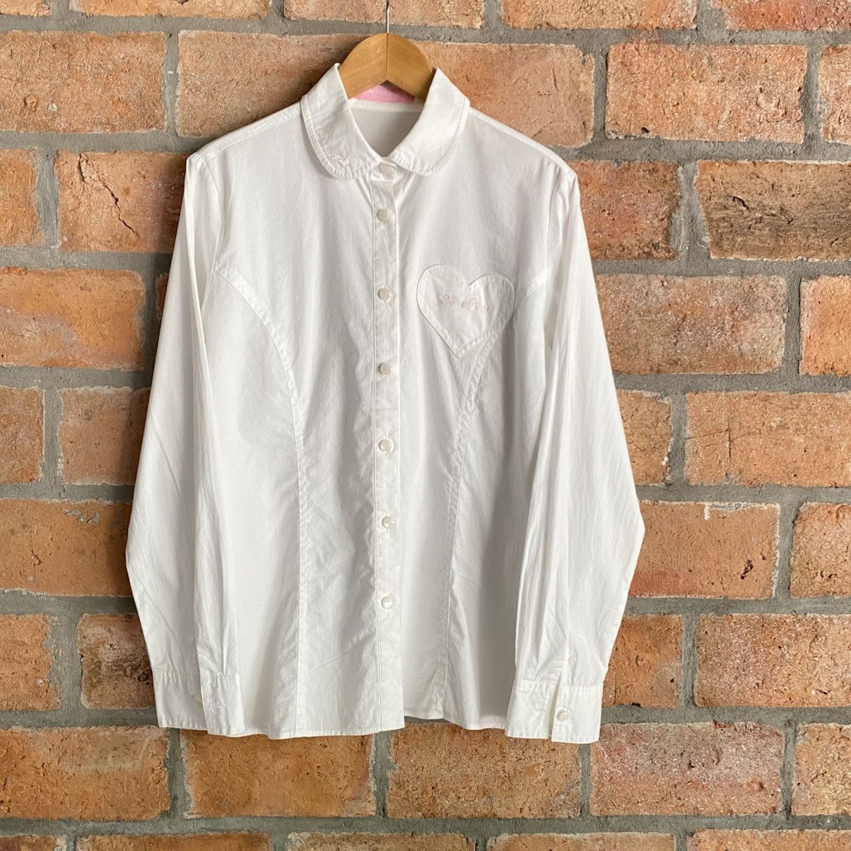 Japanese Brand MEZZO PIANO White Shirt with Heart Pocket Size L / US 10 / IT 46 - 8 Thumbnail