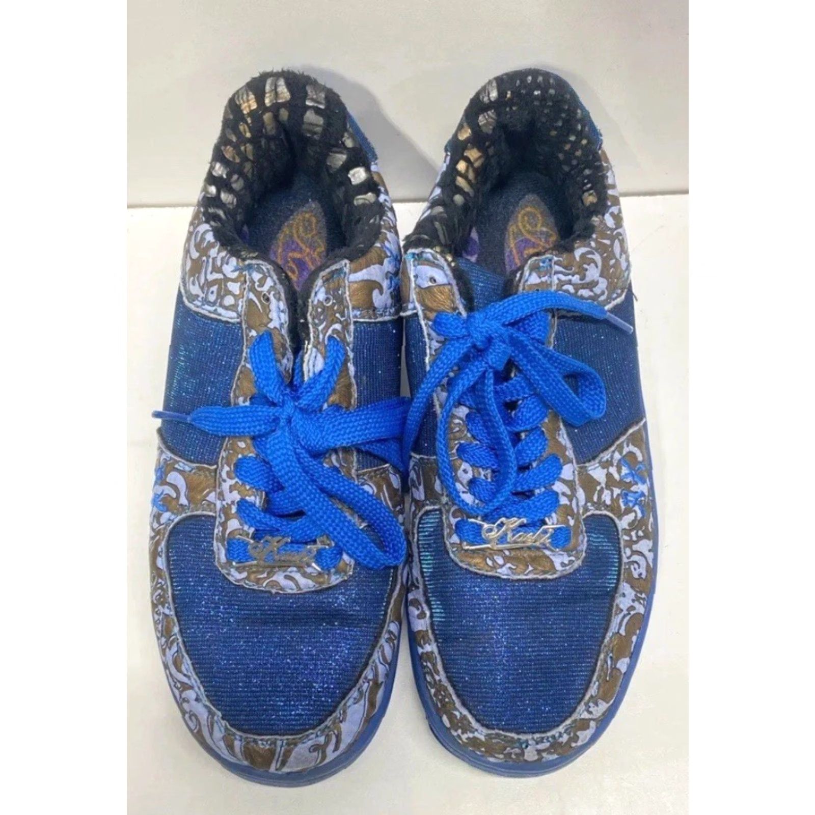 Vintage Women's Kashi Basel Sneakers Size 8 Blue Floral Imprint Designer Casual Everyday Shoes Size US 8 / IT 38 - 3 Thumbnail