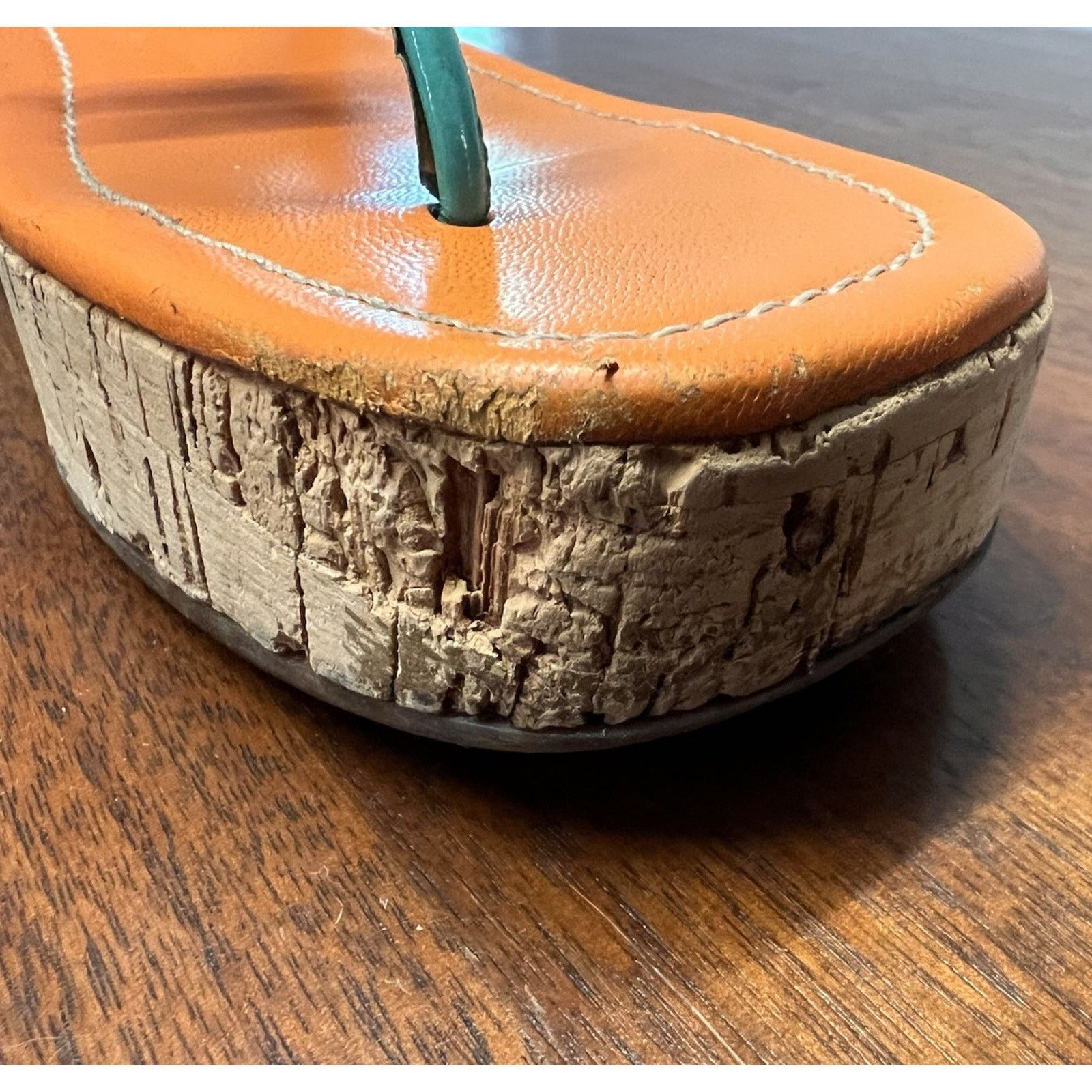 Miu Miu Miu Miu Orange / Teal 2” Cork Wedge Sz 5.5 Ankle Buckle Size US 5.5 / IT 35.5 - 10 Thumbnail