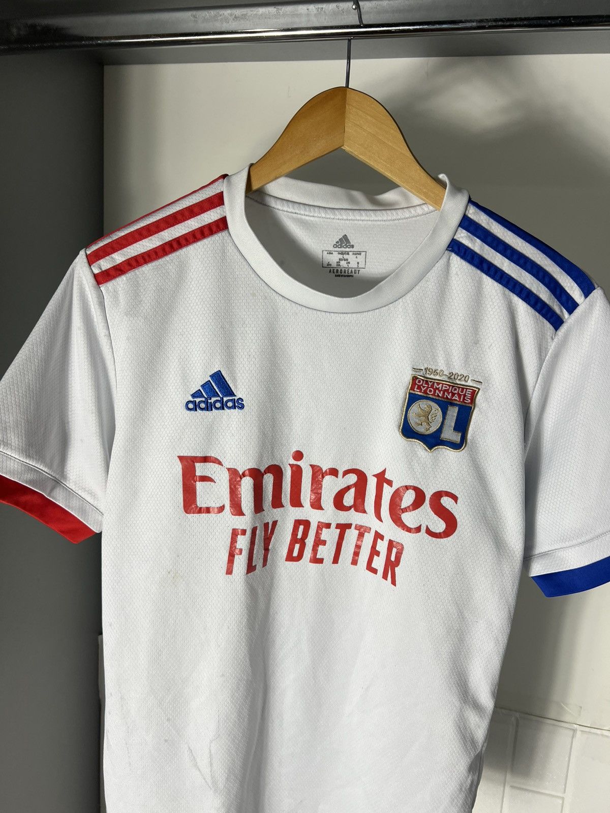 Adidas VINTAGE ADIDAS OLYMPIQUE LYONNAIS LYON FRANCE SOCCER JERSEY Size US L / EU 52-54 / 3 - 6 Thumbnail
