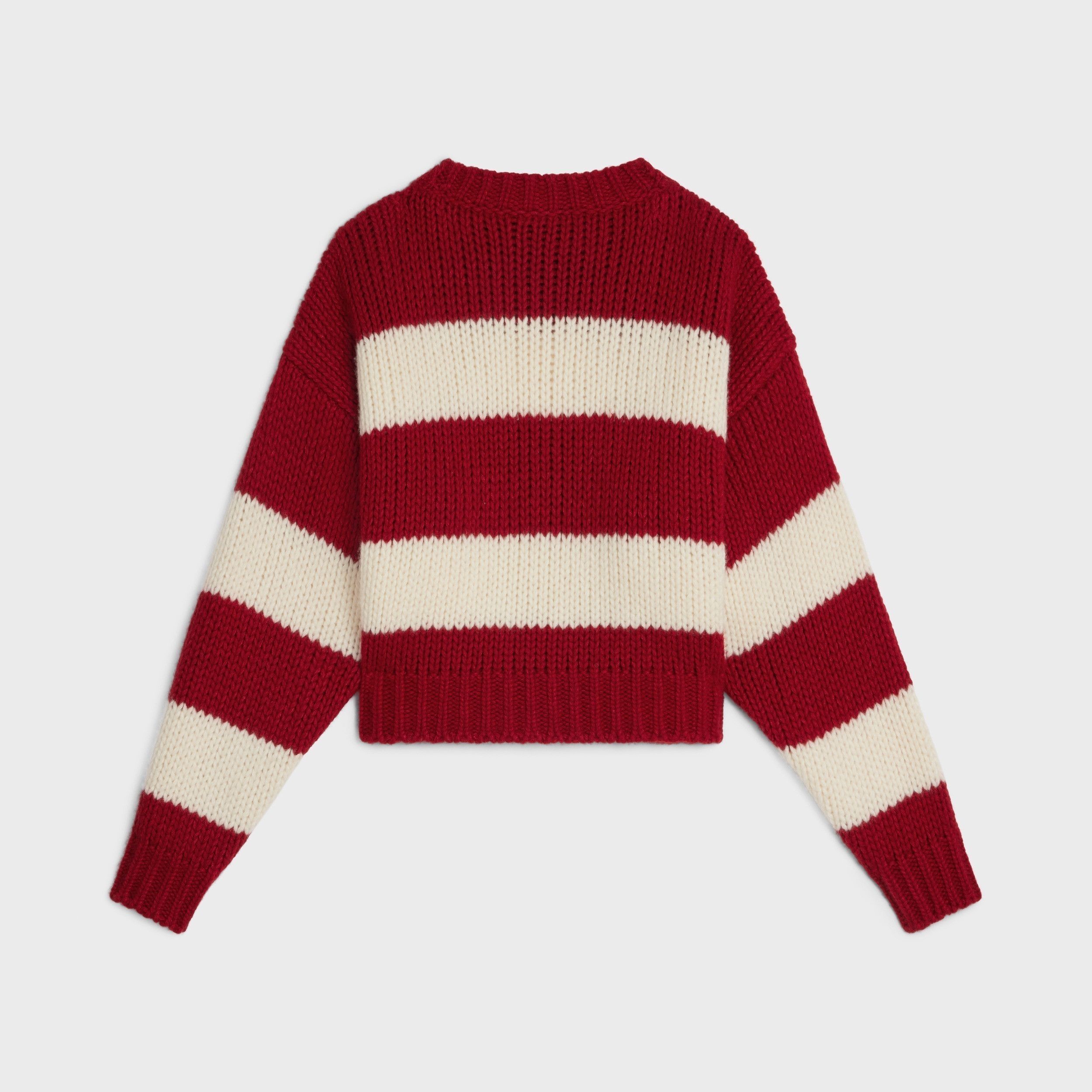 Celine o1w1db10125 2ADC4932V Crew Neck Sweater in Red & White Size L / US 10 / IT 46 - 2 Thumbnail