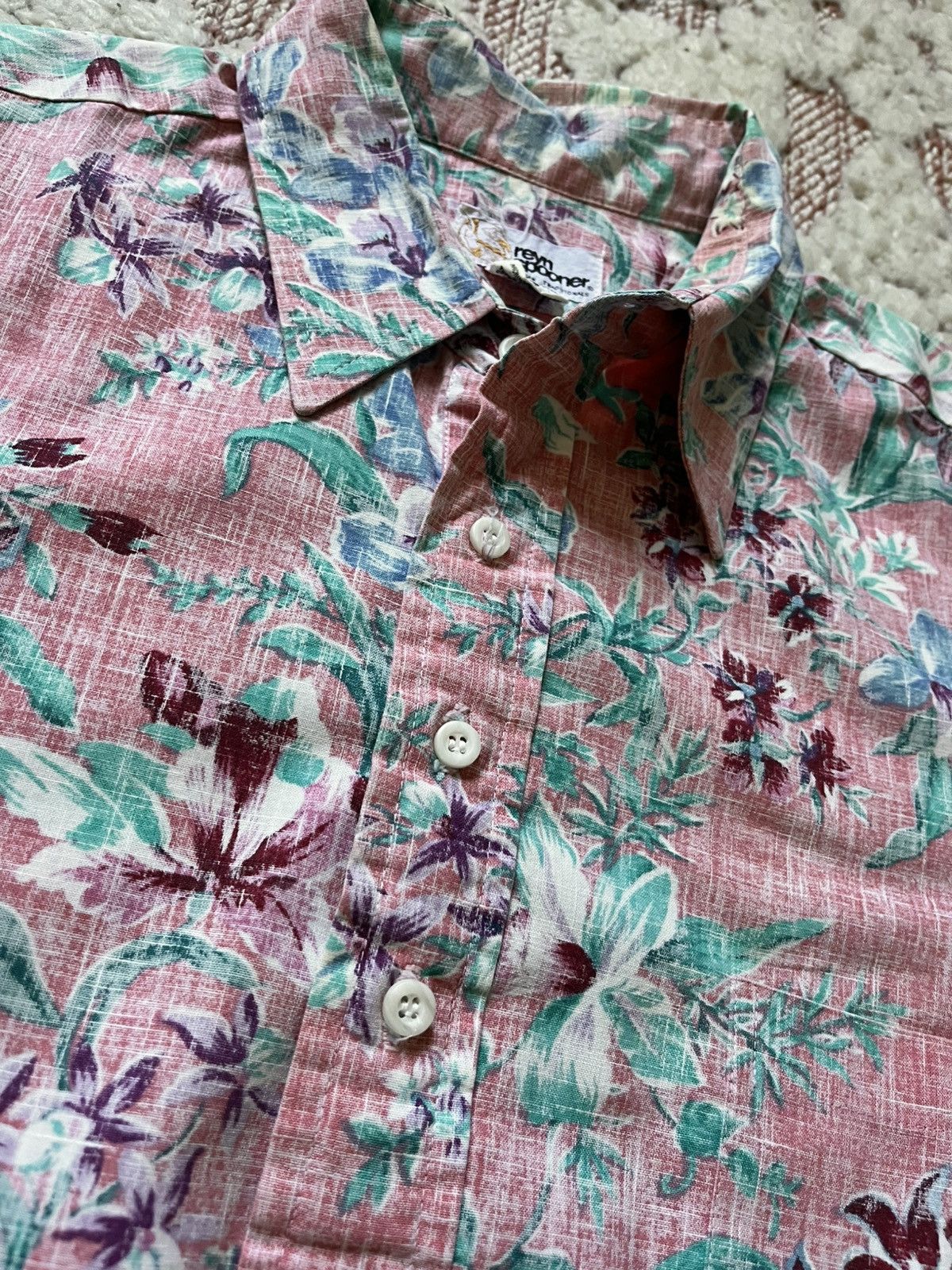 Reyn Spooner × Vintage Reyn Spooner Pink Floral Aloha Shirt - Made in Hawaii (L) Size US M / EU 48-50 / 2 - 4 Thumbnail