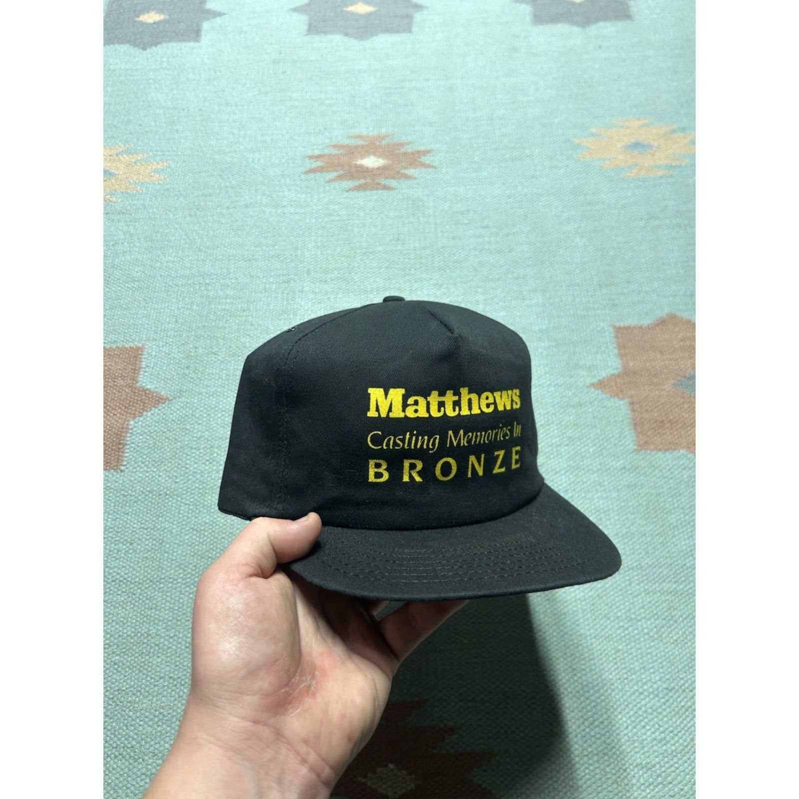 Vintage VINTAGE 90s SNAPBACK Hat Cap Matthews Adjustable Black Cemetery Memories Bronze Unbranded Men Cap 90s Snapback Mens Size ONE SIZE - 2 Thumbnail