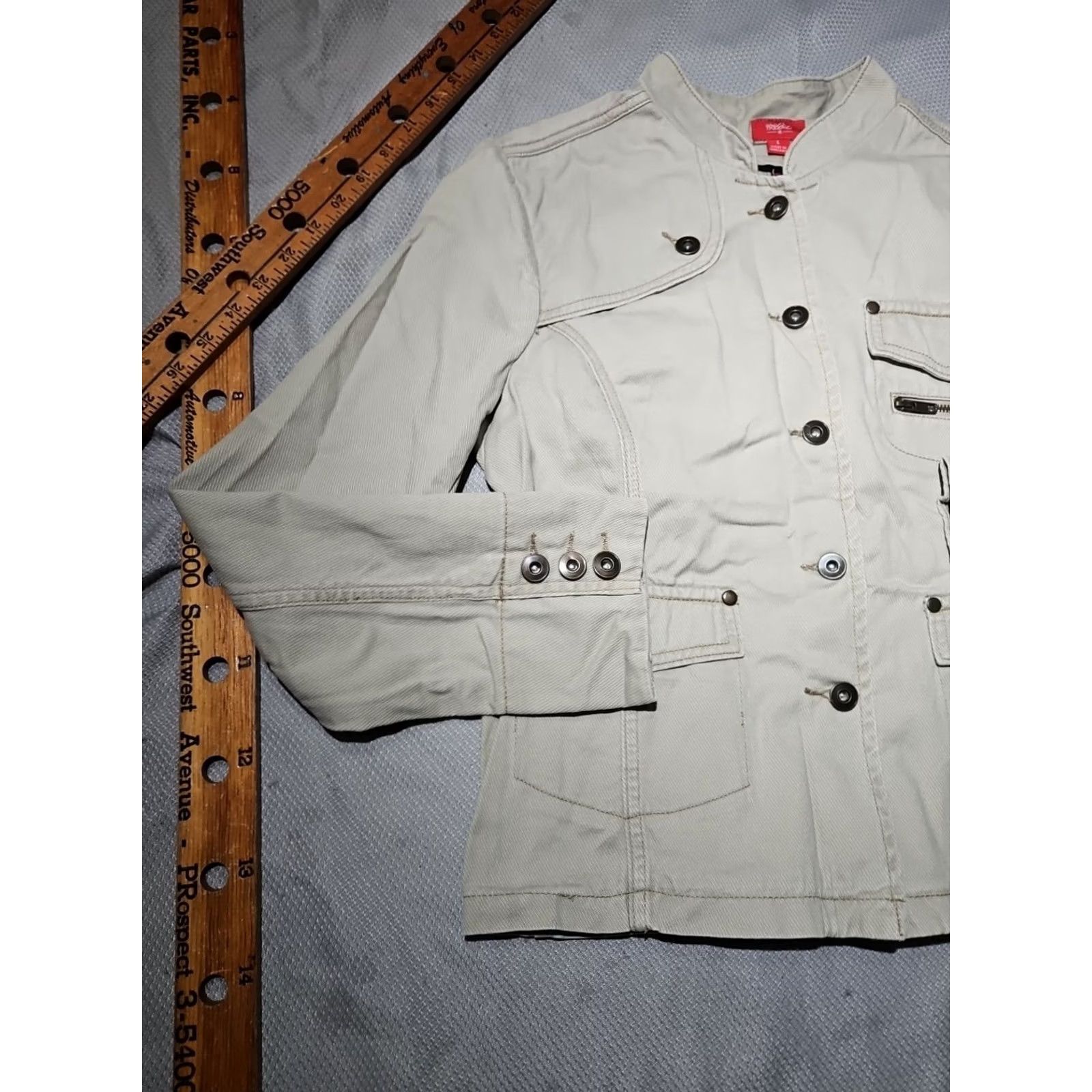 Mossimo Mossimo Jacket Womens Large Beige Military Button Pocket Casual Y2k Zip Mens Girls Womens Size L / US 10 / IT 46 - 5 Thumbnail
