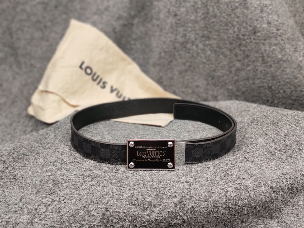 Louis Vuitton Damier Disted Santule LV Anagram Belt Reversible Men's #  90 Used
