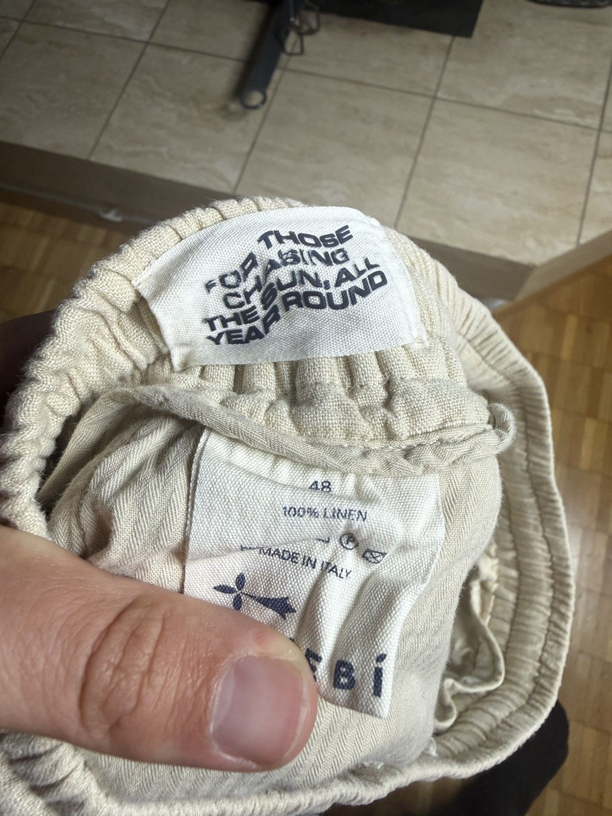 Manebi Manebi Linen Drawstring Pants Beige Made in Italy Size EU48 Size US 32 / EU 48 - 3 Thumbnail