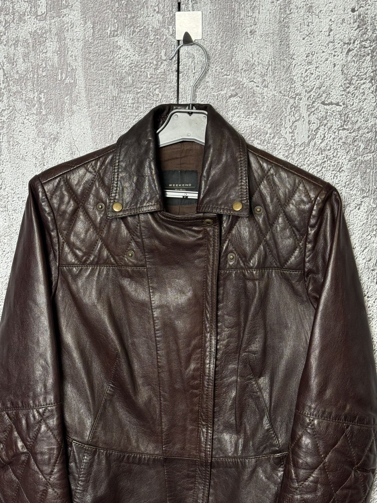 Weekend Max Mara Weekend Max Mara Brown Leather Biker Jacket Cropped Moto Size S / US 4 / IT 40 - 8 Thumbnail