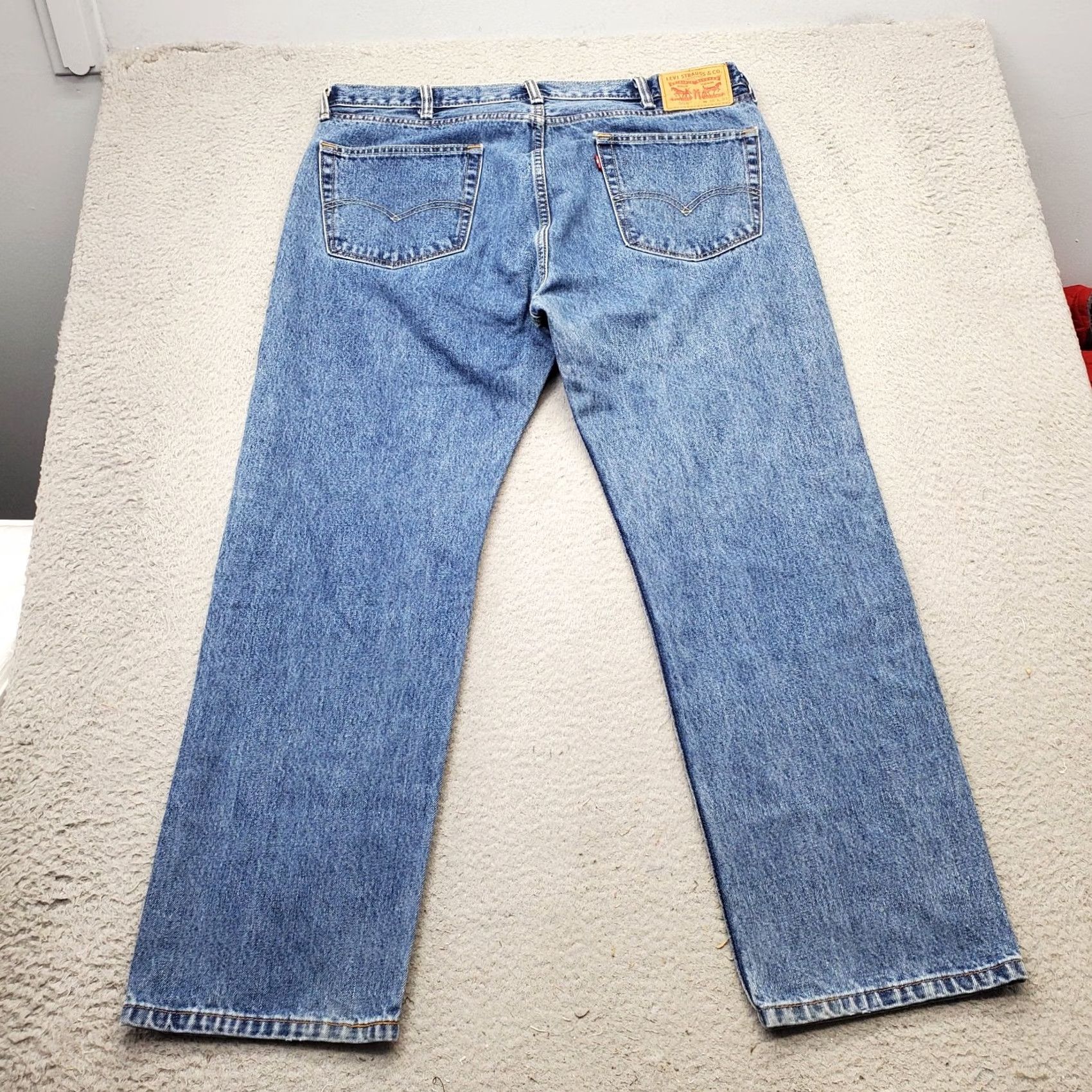 Levi's Levi's 505 Wide Leg Jeans Mens 38/30 Blue Denim Cotton Red Tab Arcuate Pocket Shirt Size US 38 / EU 54 - 2 Thumbnail