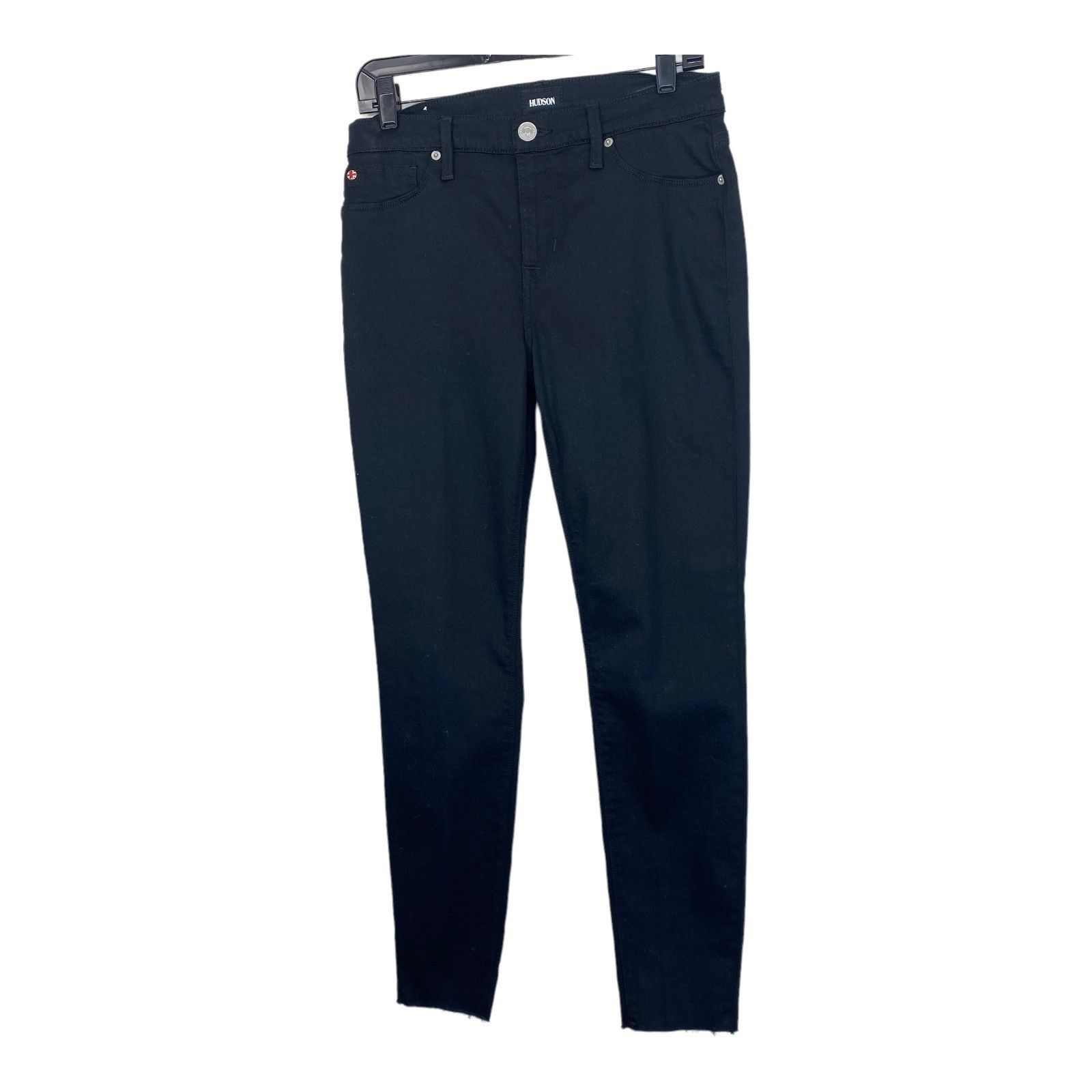 Hudson Hudson Natalie Super Skinny Mid Rise Raw Hem Jeans Black Str Size 29" - 12 Thumbnail