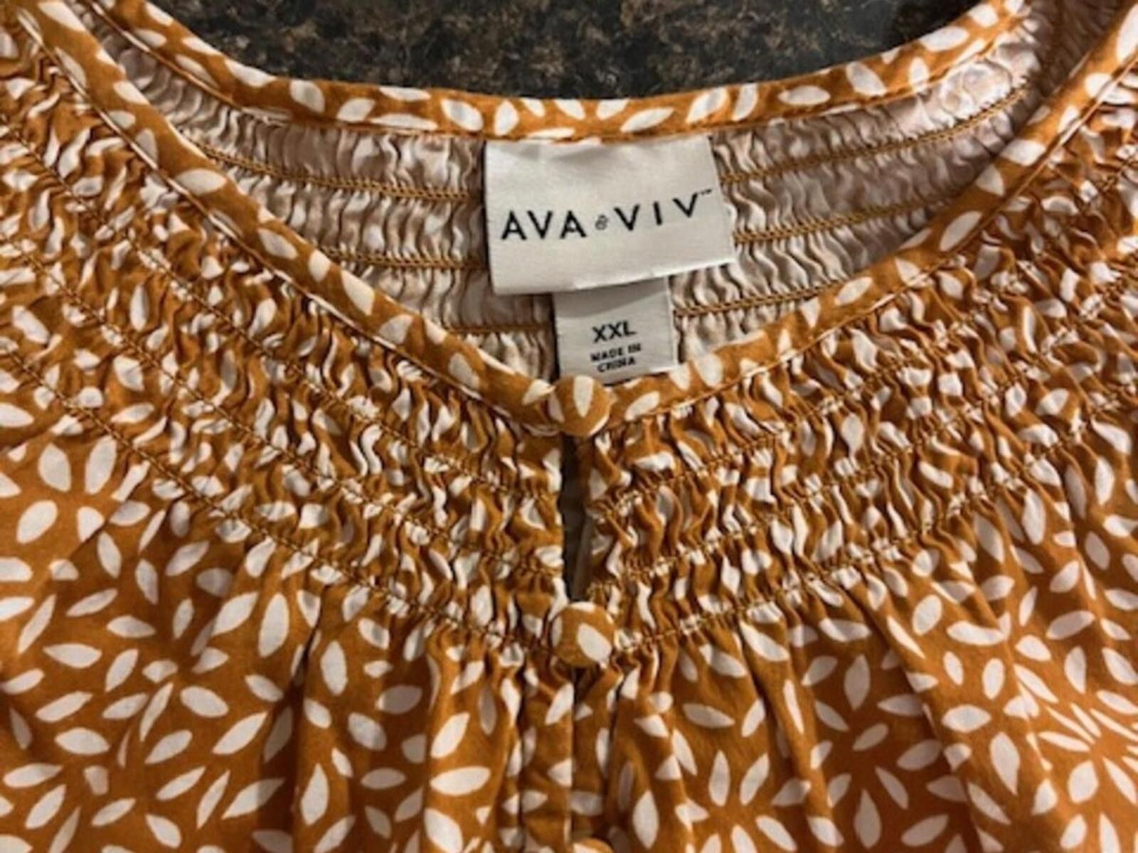 Other Ava & Viv Women's Plus Size XXL Patterned Blouse Size XXL / US 16-18 / IT 52-54 - 3 Thumbnail