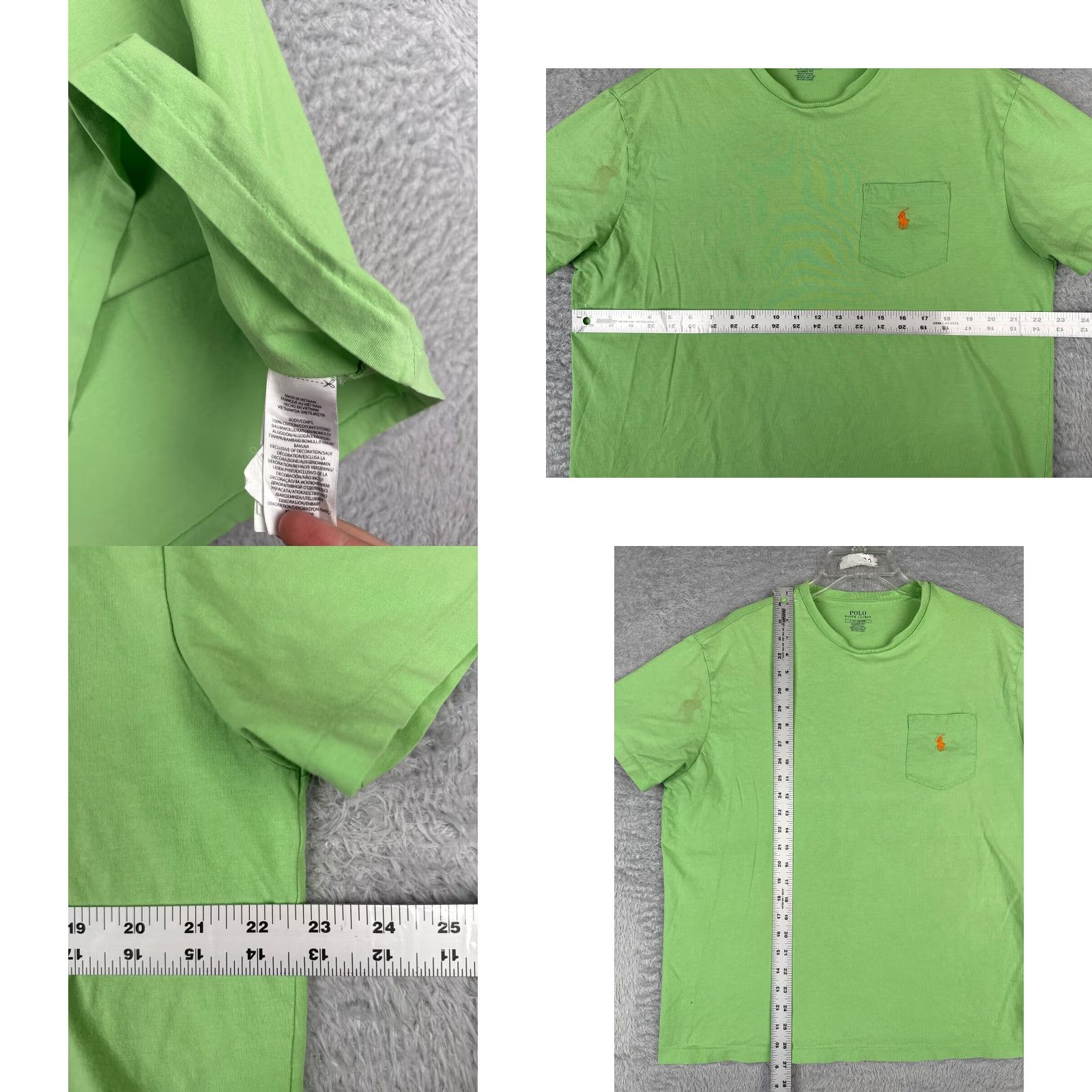 Ralph Lauren VINTAGE Ralph Lauren Shirt Adult Large Green Cotton Jersey Crew Neck Short Sleeve Sports Mens Size US L / EU 52-54 / 3 - 8 Thumbnail