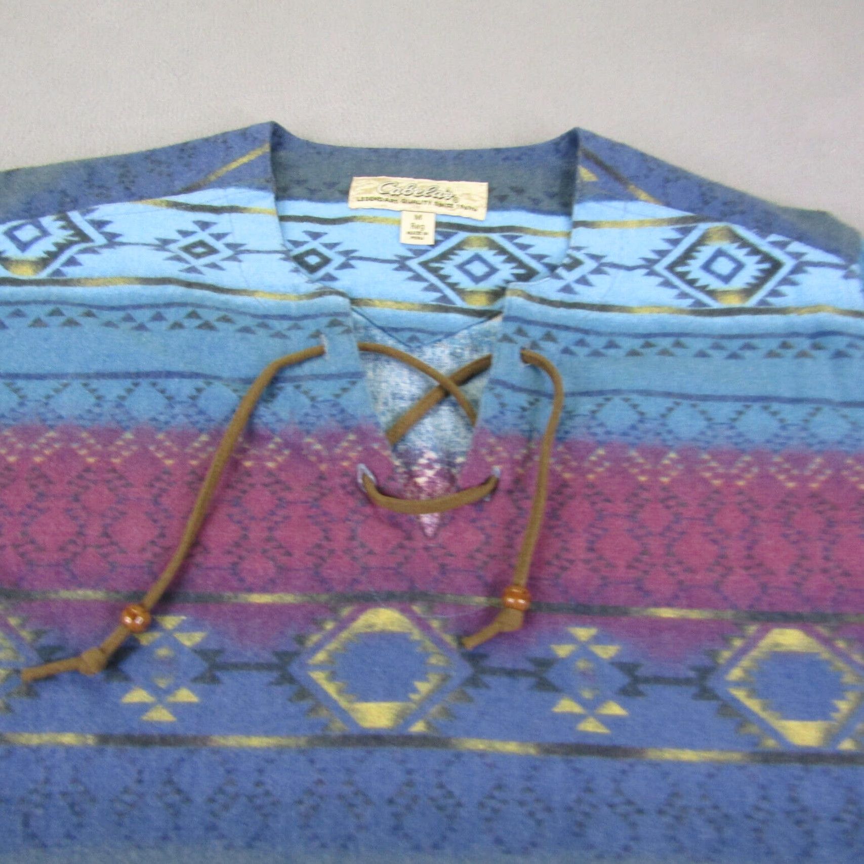Vintage VINTAGE Cabela's Women's Flannel Shirt Medium Blue Aztec Southwestern Geometric Long Sleeve Pullover Size M / US 6-8 / IT 42-44 - 2 Thumbnail