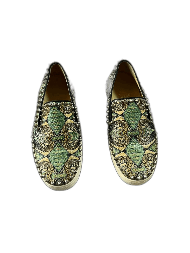 Balenciaga green studded python slip-on sneakers Size US 7.5 / EU 40-41 - 1 Thumbnail