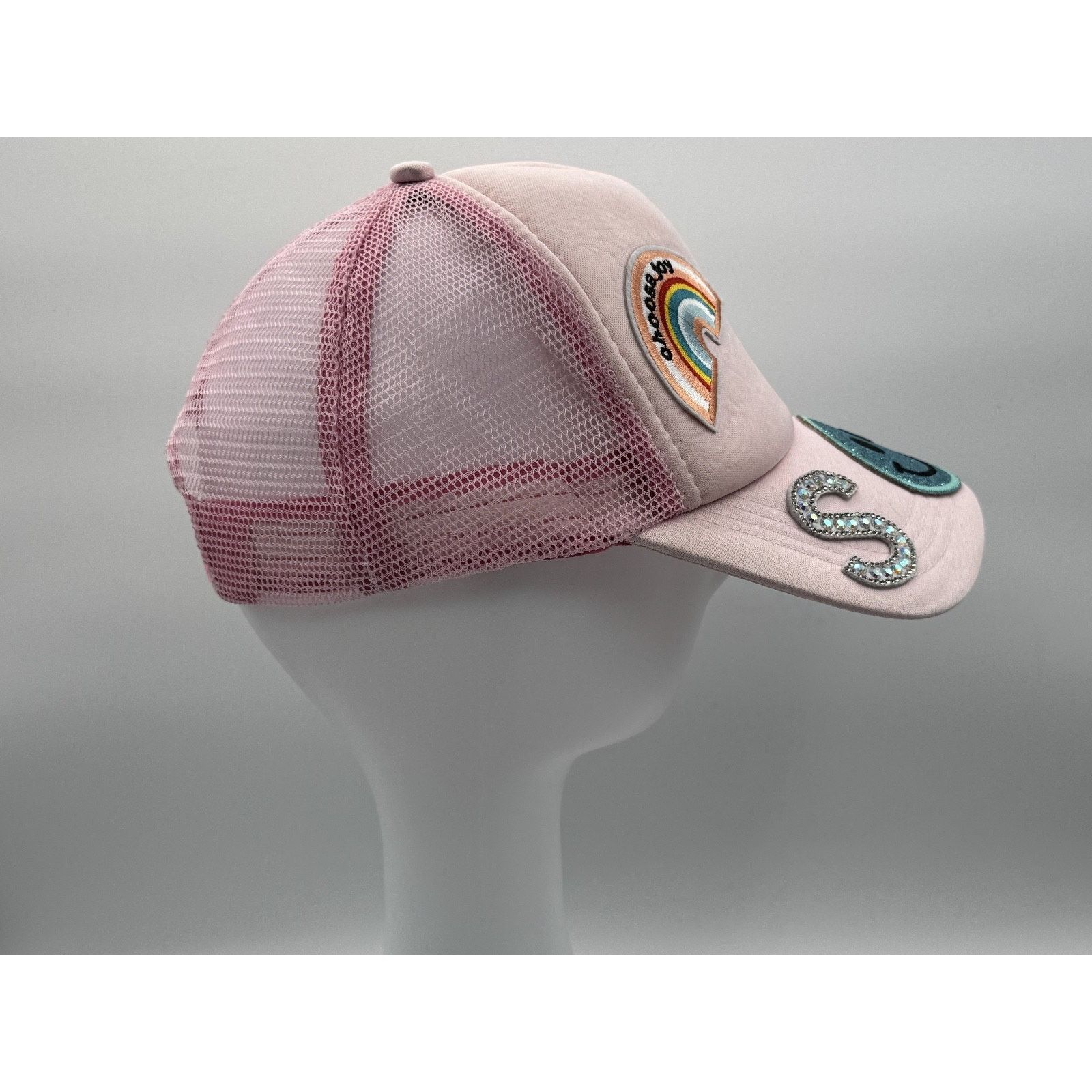 Other Smiley Happy Face Mesh Pink Choose Joy & Happy SOP Trucker Size ONE SIZE - 4 Thumbnail