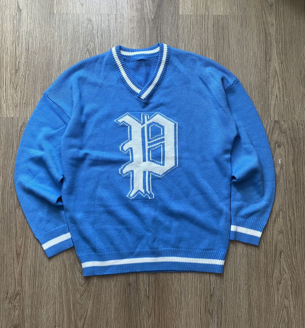 Polo Ralph Lauren × Vintage Vintage Polo Ralph Lauren Style P logo sweater light blue Size US M / EU 48-50 / 2 - 1 Thumbnail