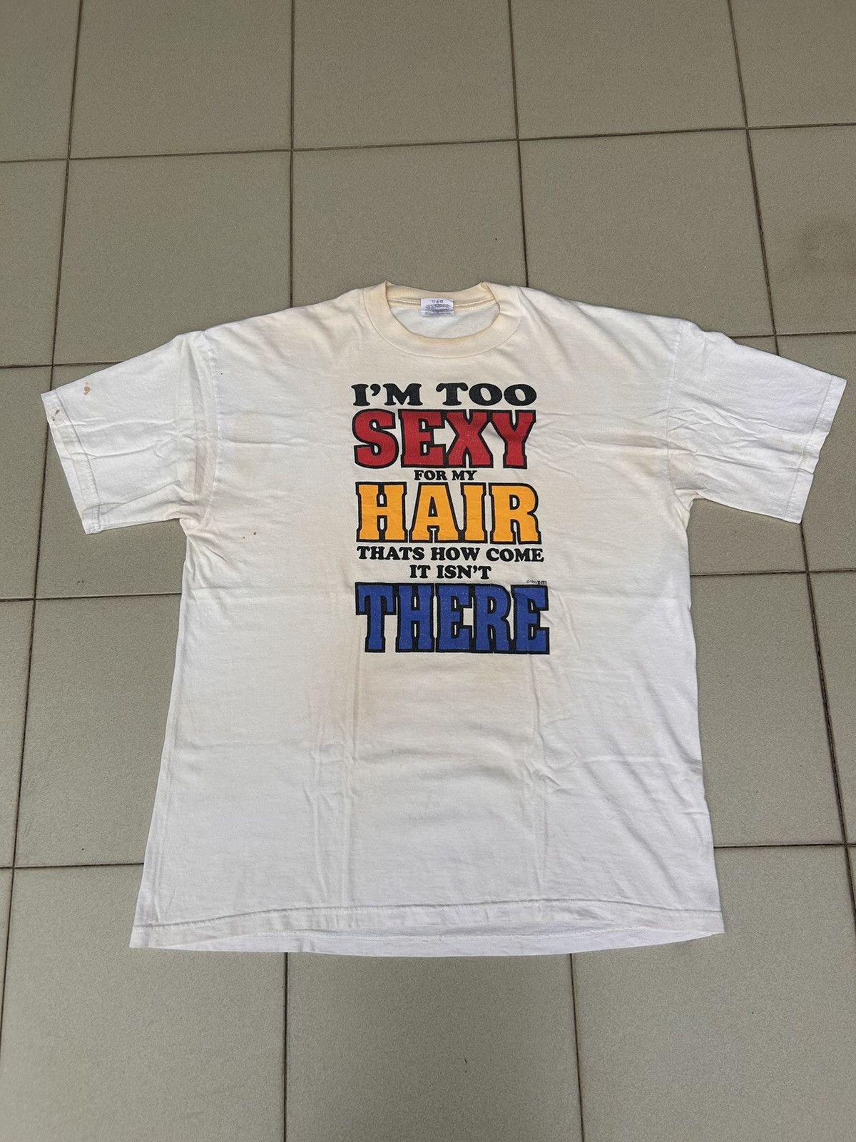 Vintage Wording bald head pun 1993 vintage tee Size US L / EU 52-54 / 3 - 2 Thumbnail
