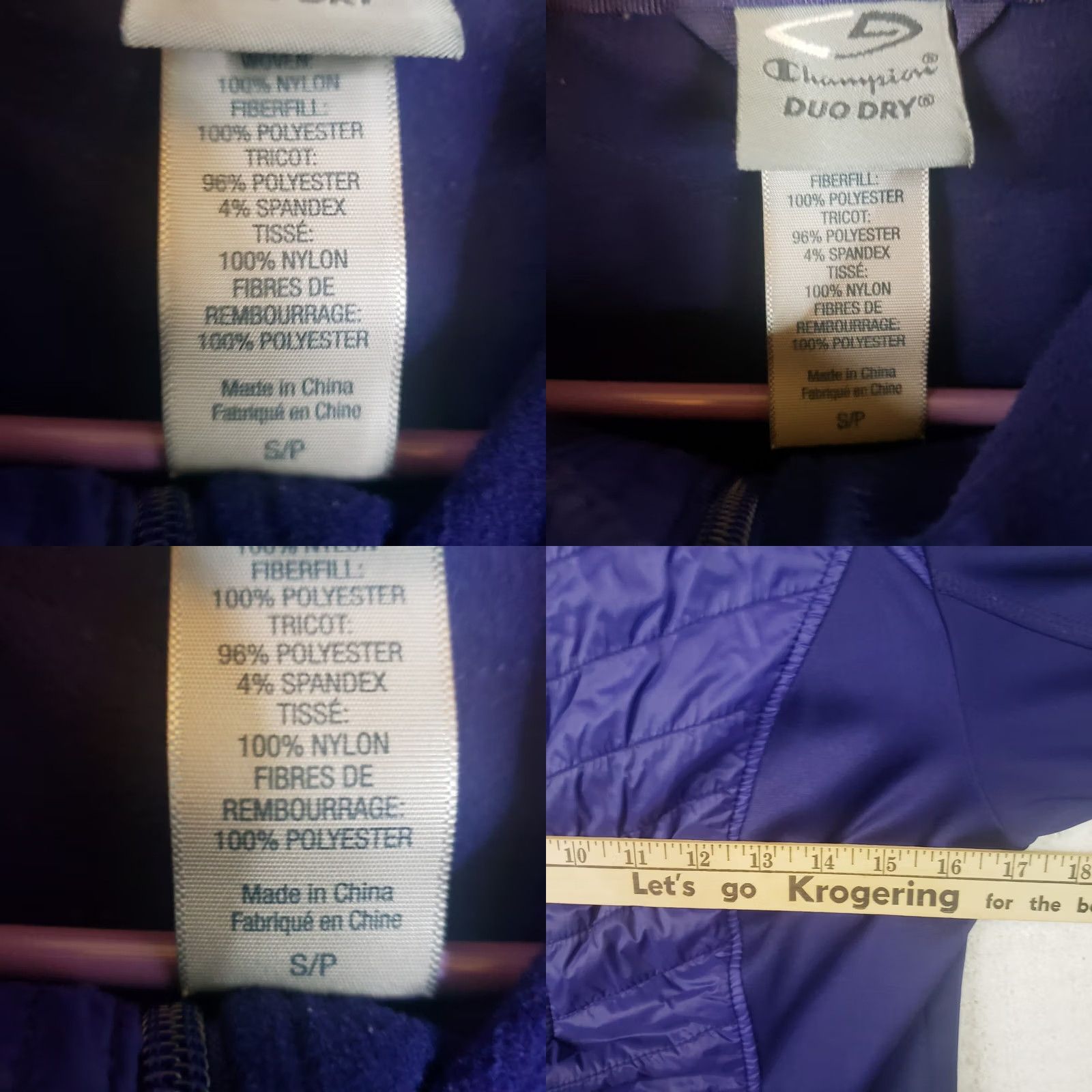 Champion Champion Duo Dry Jacket Blue Sz S Blue Purple Puff Quilt Panels Athletic Size S / US 4 / IT 40 - 10 Thumbnail