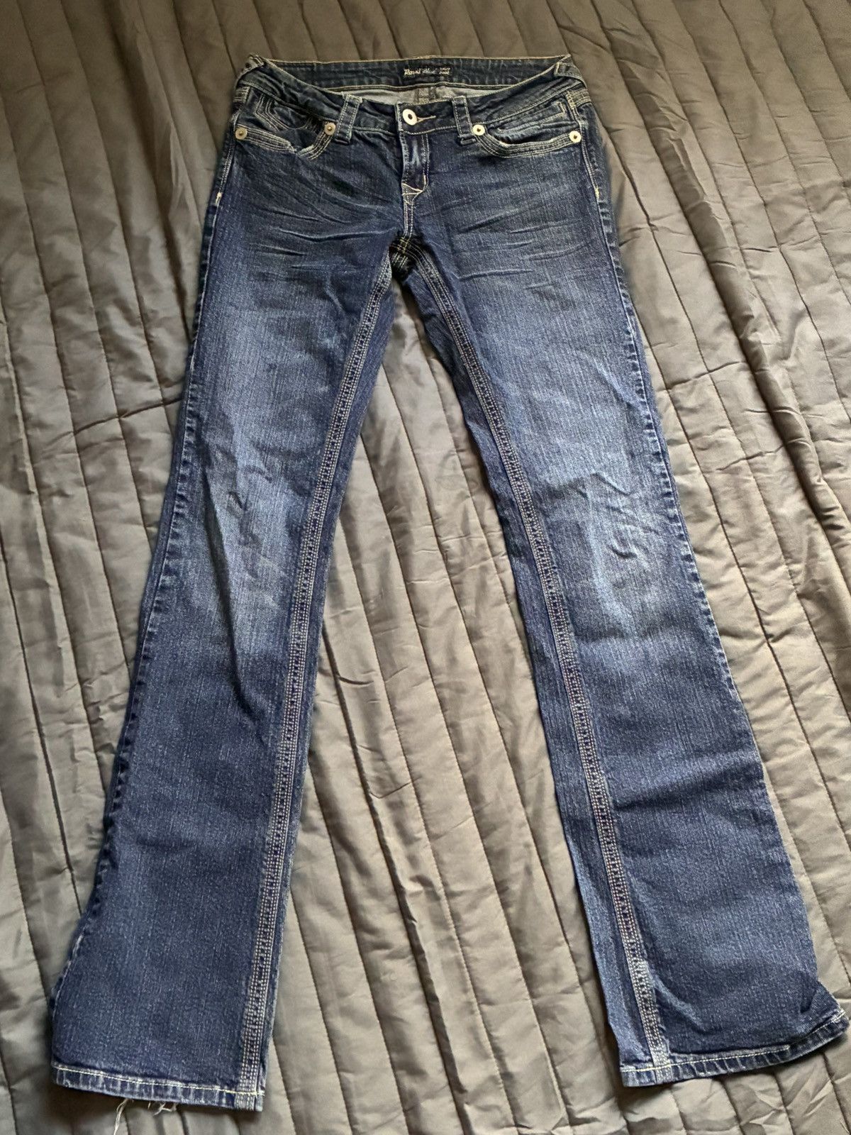 Other Early 2000s Style Royal Blue Brand Low rise Boot Cut jeans Size 37" - 1 Thumbnail
