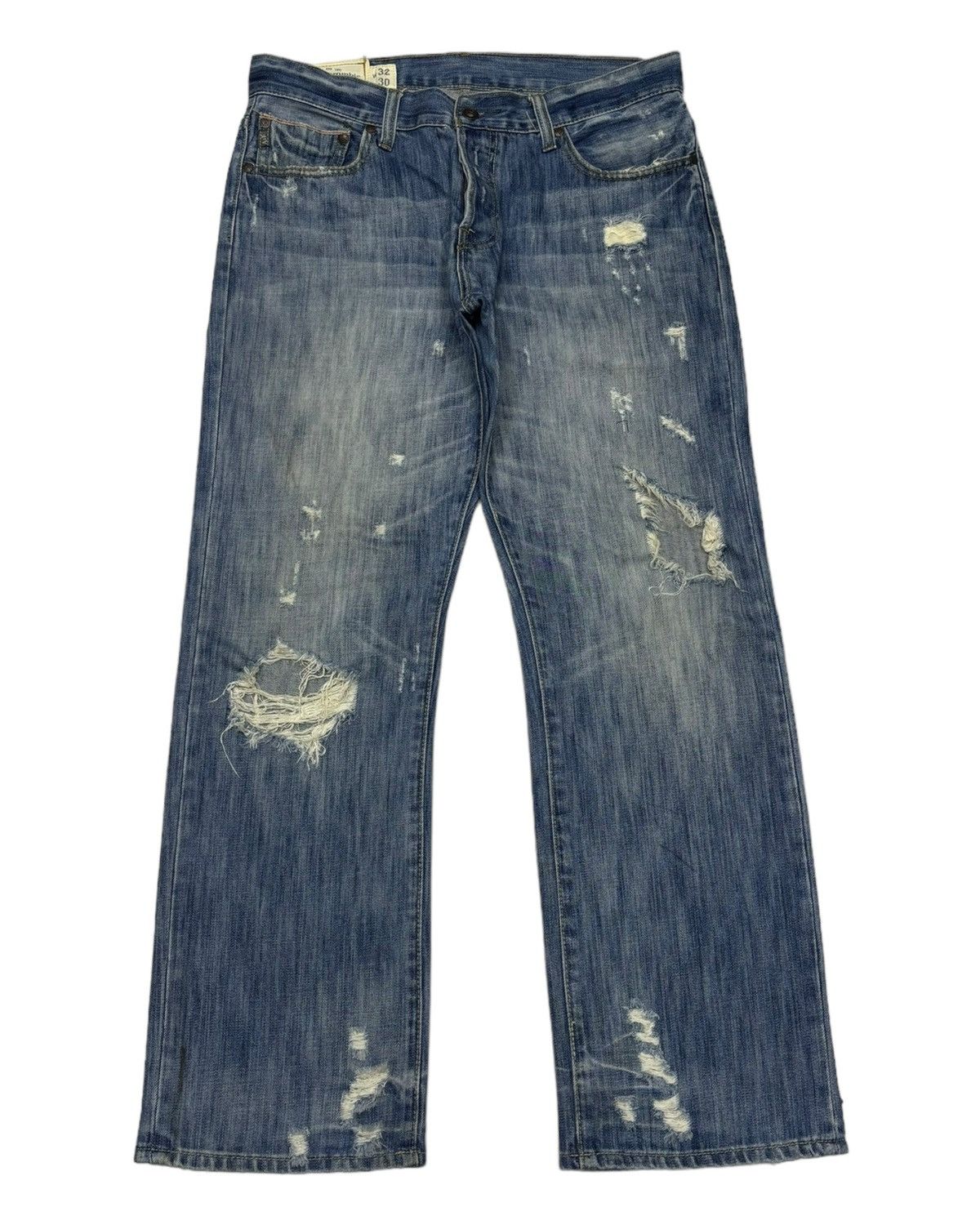 Abercrombie & Fitch ABERCROMBIE & FITCH DISTRESS BAGGY FLARE DENIM JEANS Size US 32 / EU 48 - 5 Thumbnail