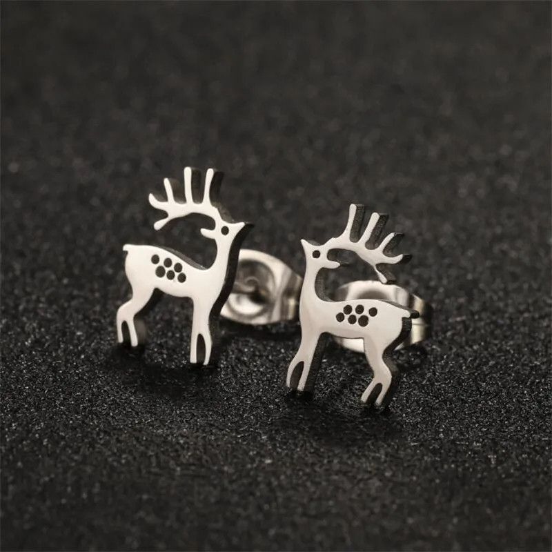 Jewelry Christmas Deer Earrings Charm Earring Gift Size ONE SIZE - 2 Thumbnail
