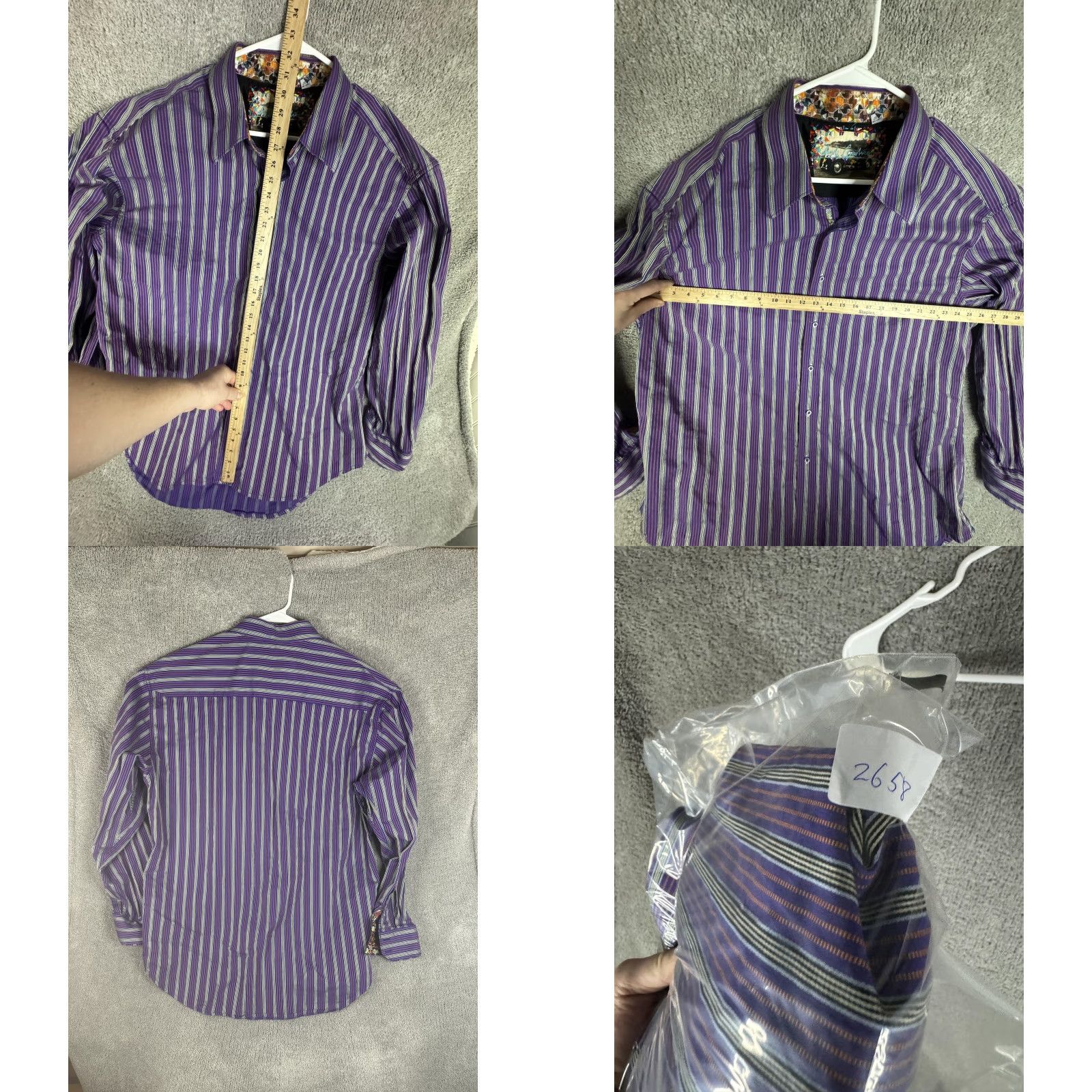 Robert Graham Robert Graham Shirt Mens 3XL Purple Stripe Long Sleeve Button Front Barrel Cuff Dress Shirt Size US XXL / EU 58 / 5 - 8 Thumbnail