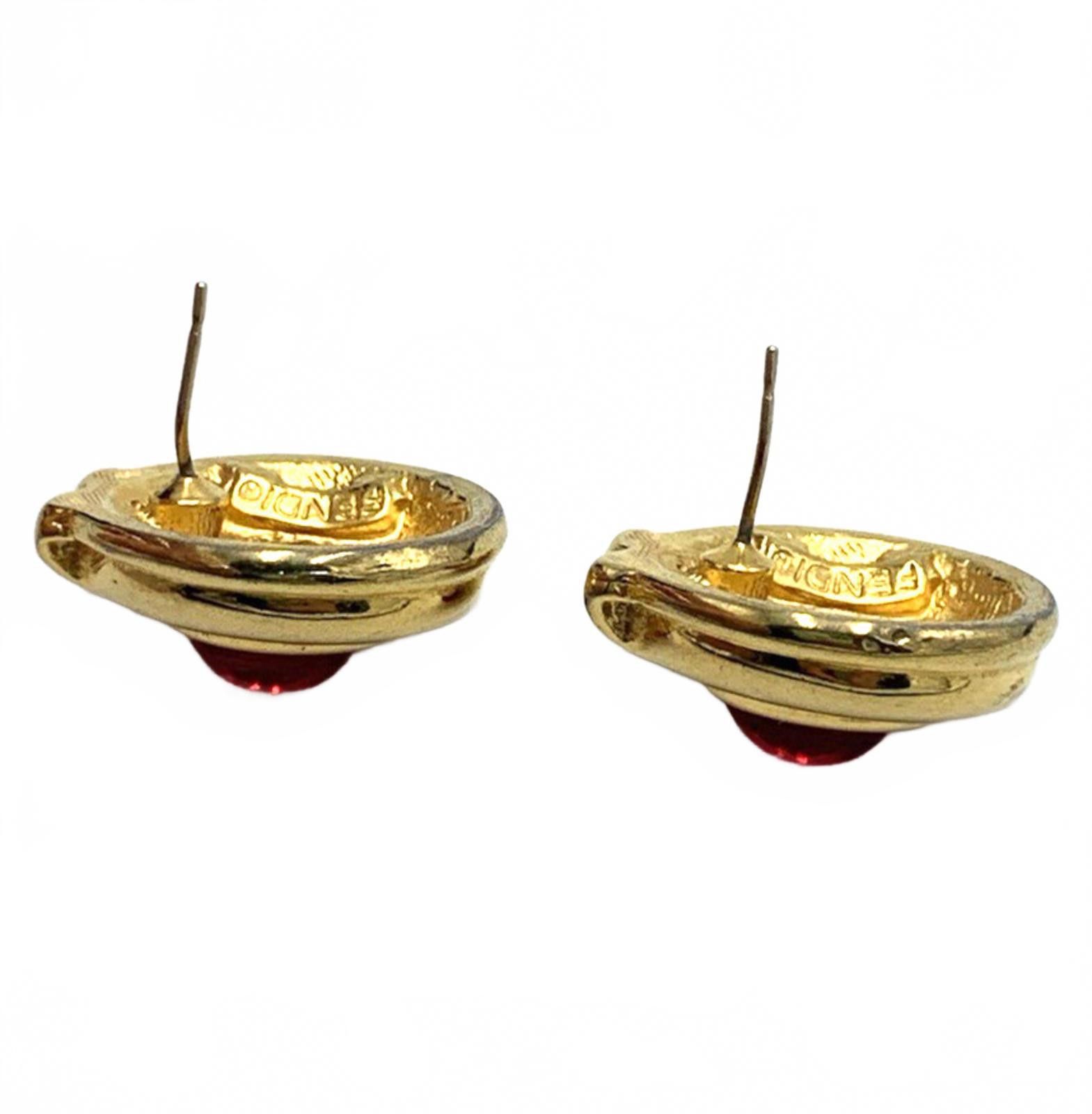 Fendi Fendi Gold Plate Red Gripoix "Artichoke" Glass Earrings Size ONE SIZE - 5 Thumbnail