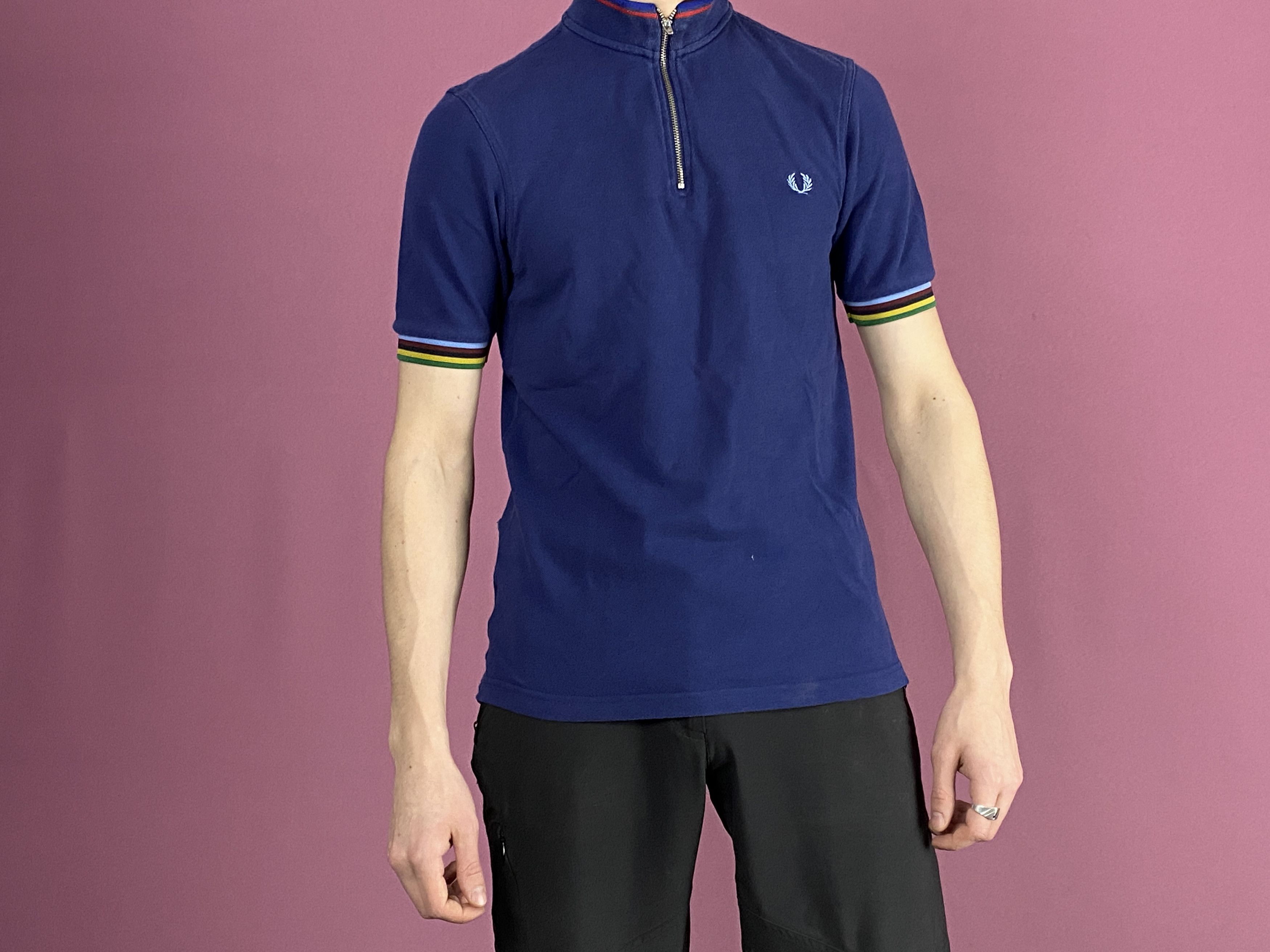 Designer × Fred Perry Fred Perry Bradley Wiggins Men's Cycling Zip Polo Shirt - S Size US S / EU 44-46 / 1 - 4 Thumbnail