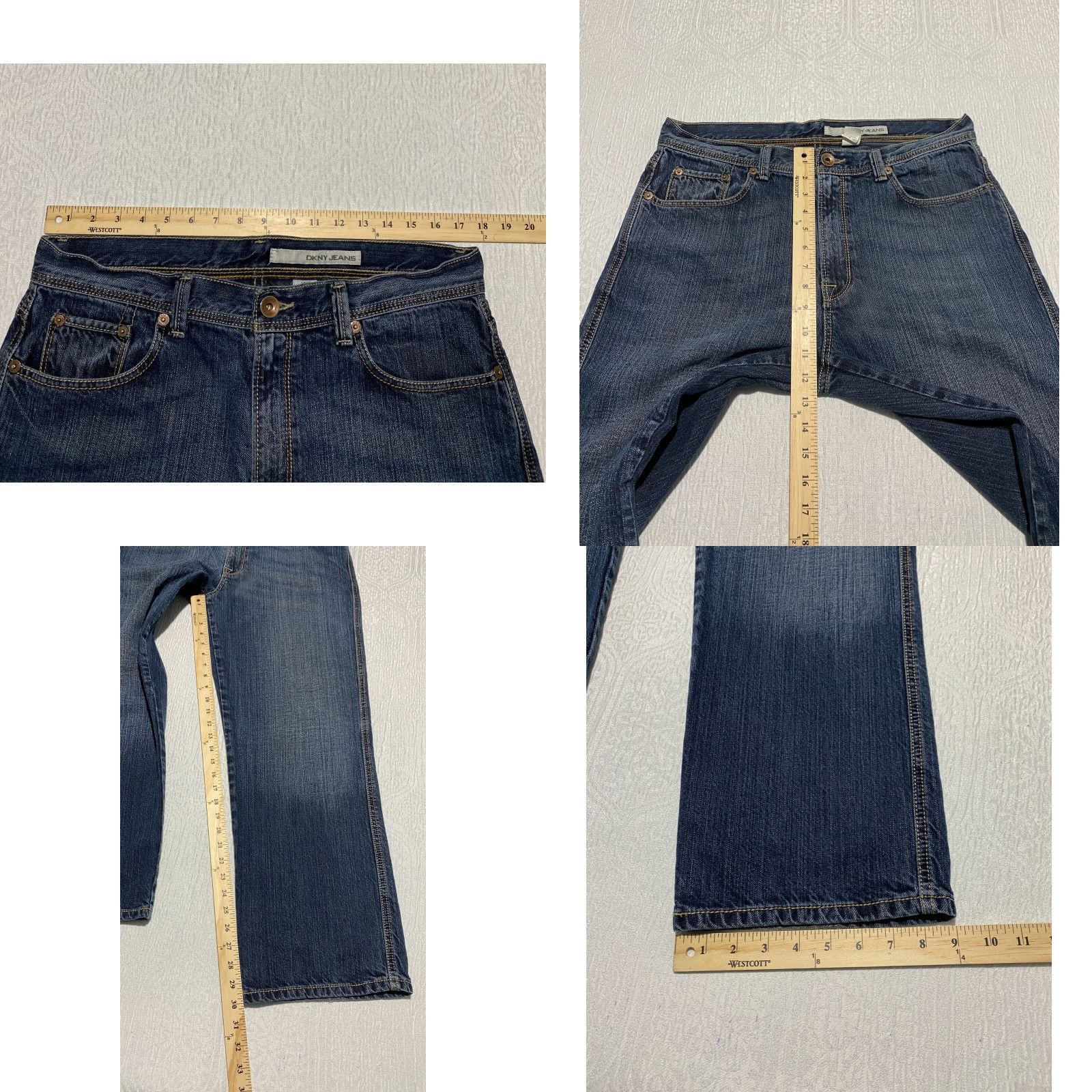 DKNY DKNY Jeans Castro Men's Size 34×30 Blue Embroidered Pockets Loose Denim Straight Jeans Mens 34 Blue Size US 34 / EU 50 - 8 Thumbnail