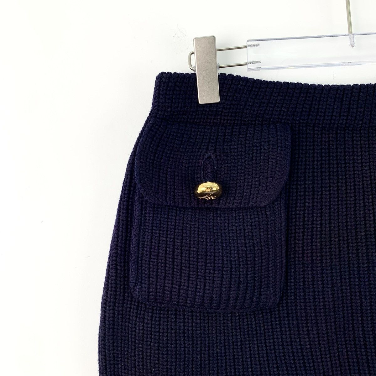 Prada Prada 23FW Dark Purple Gold Button Knit Mini Skirt K26WX Size 28" / US 6 / IT 42 - 3 Thumbnail
