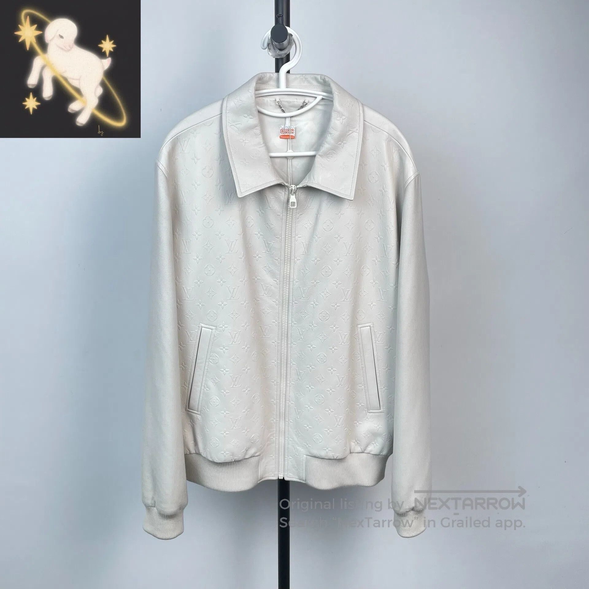 Louis Vuitton Louis Vuitton White print leather lapel long-sleeve jacket Size US L / EU 52-54 / 3 - 1 Thumbnail