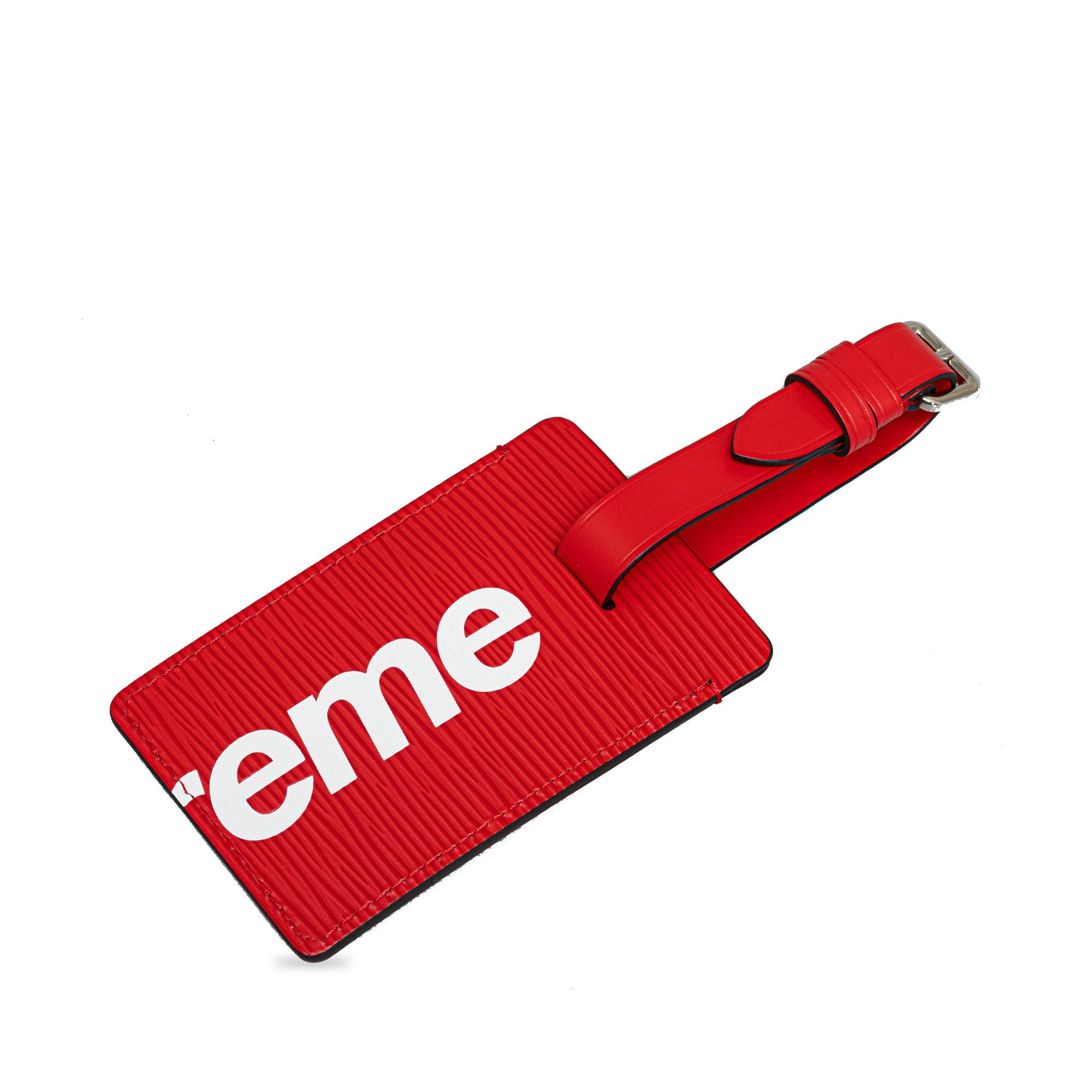 image of Louis Vuitton X Supreme Epi Logo Luggage Tag in Red, Women's