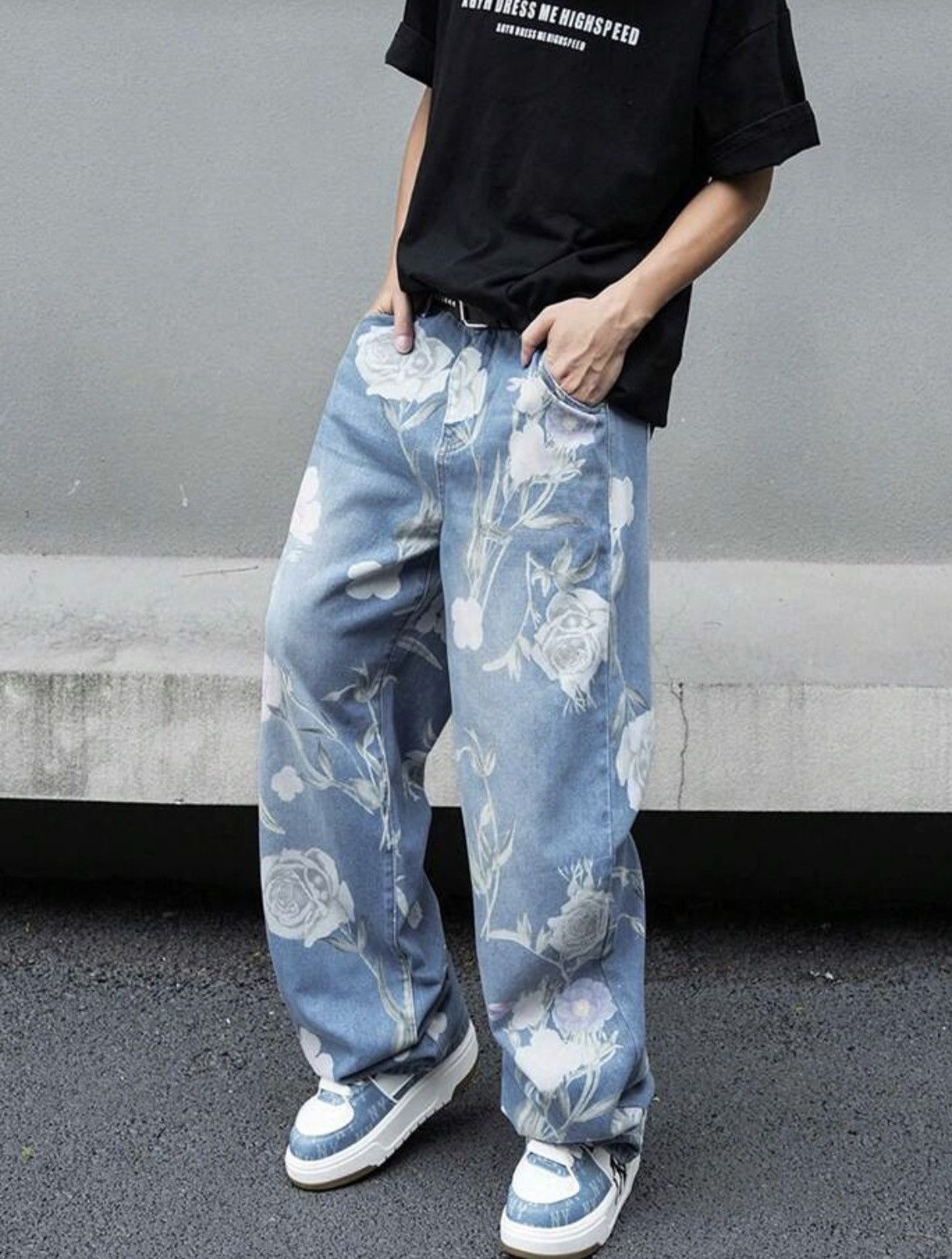 Japanese Brand Mibuki x Hiro Loose Wide Leg Floral Print Jeans Design Pants Size US 31 - 2 Thumbnail