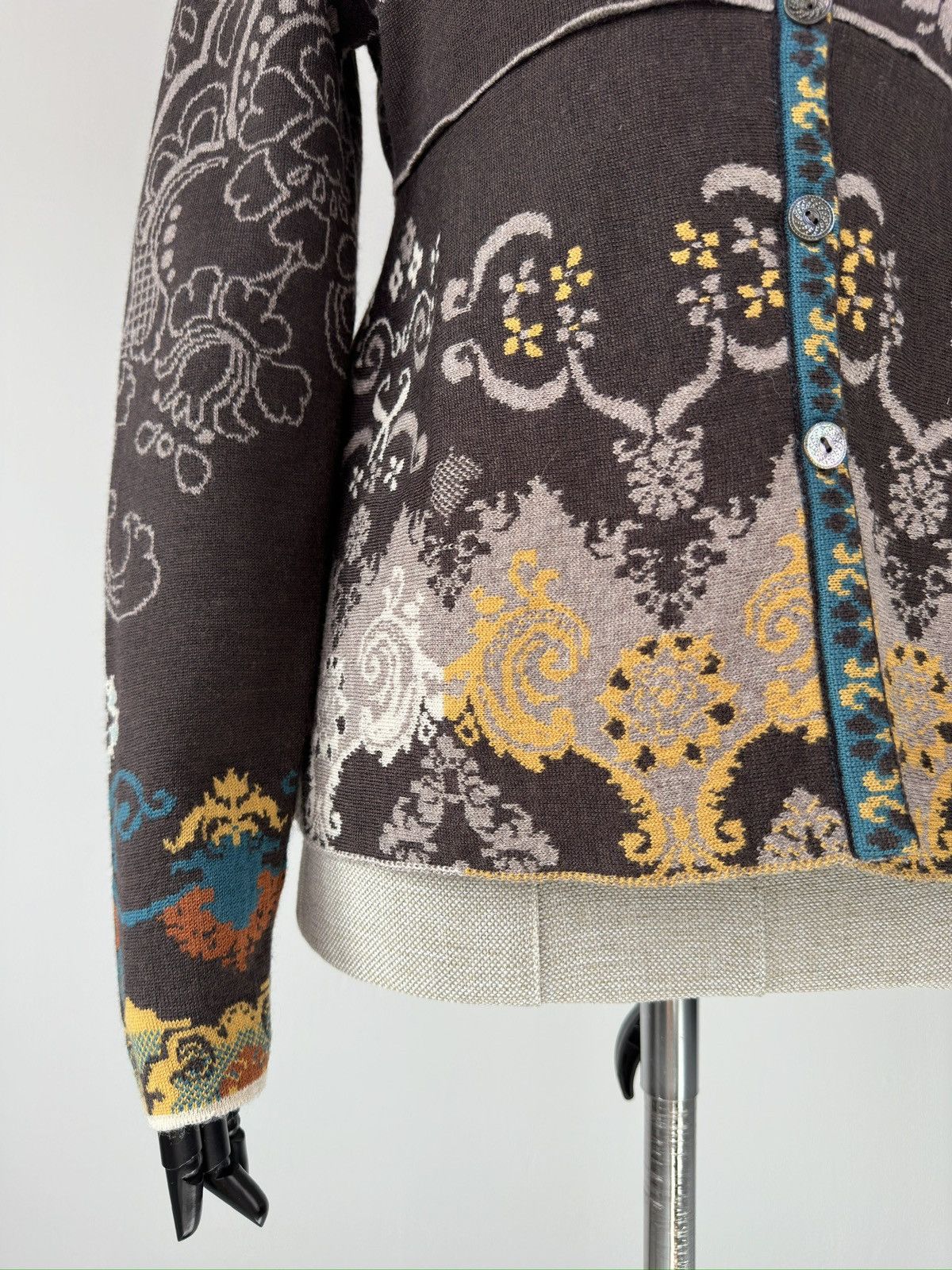 Other IVKO Jacquard Cardigan Pleated Back Multicolor Wool Knit Size S / US 4 / IT 40 - 4 Thumbnail