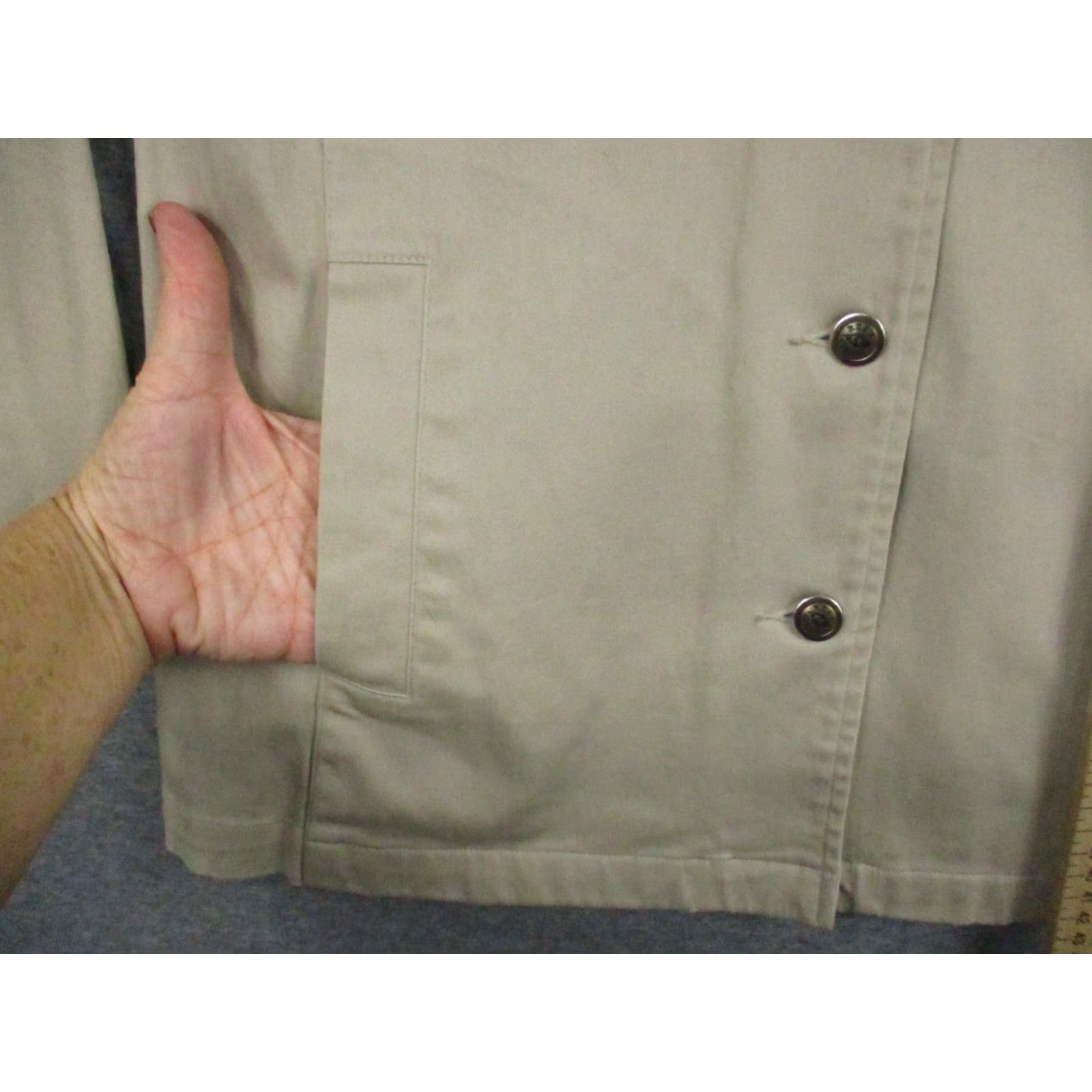 Vintage VINTAGE REAL Comfort Jacket Women 10 Khaki Stretch Long Sleeve Metal Button Leather Outer Shell Beige 10 Womens Jacket Size L / US 10 / IT 46 - 5 Thumbnail