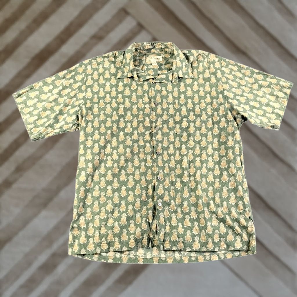 Tori Richard Tori Richard Mens Pineapple Print Short Sleeve Button Front Shirt Green XL Size US XL / EU 56 / 4 - 1 Thumbnail