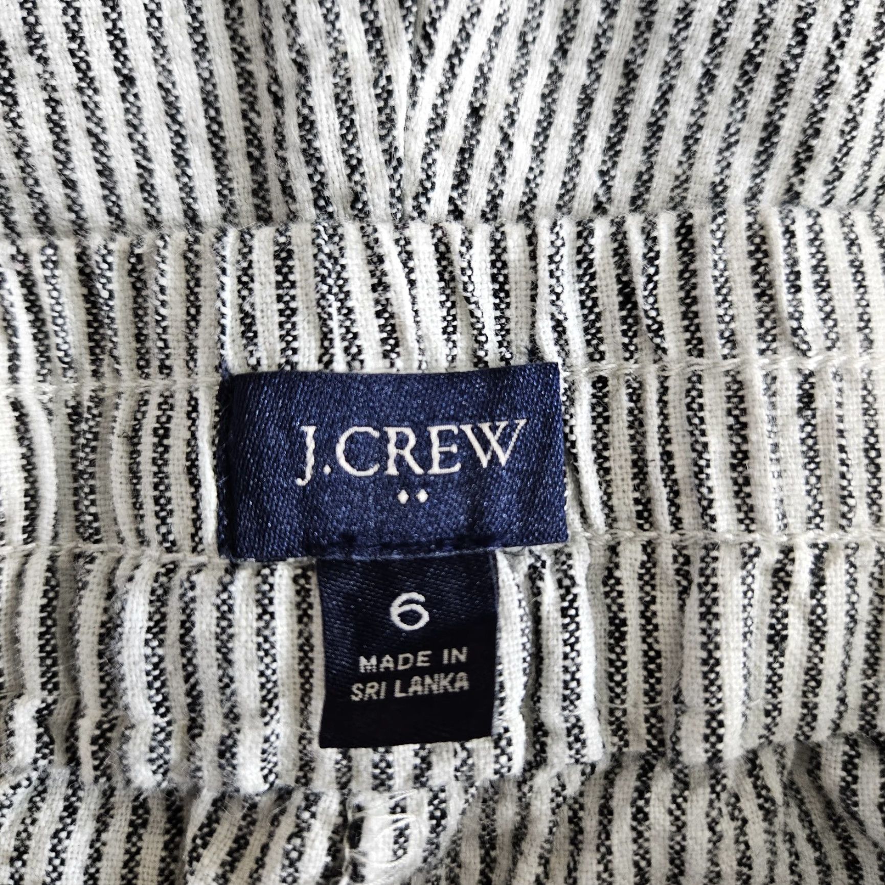 J.Crew J.CREW Womens Cropped Pants Sz 6 Black White Stripe Cotton Linen Blend Cropped Pull On Size 28" / US 6 / IT 42 - 7 Thumbnail