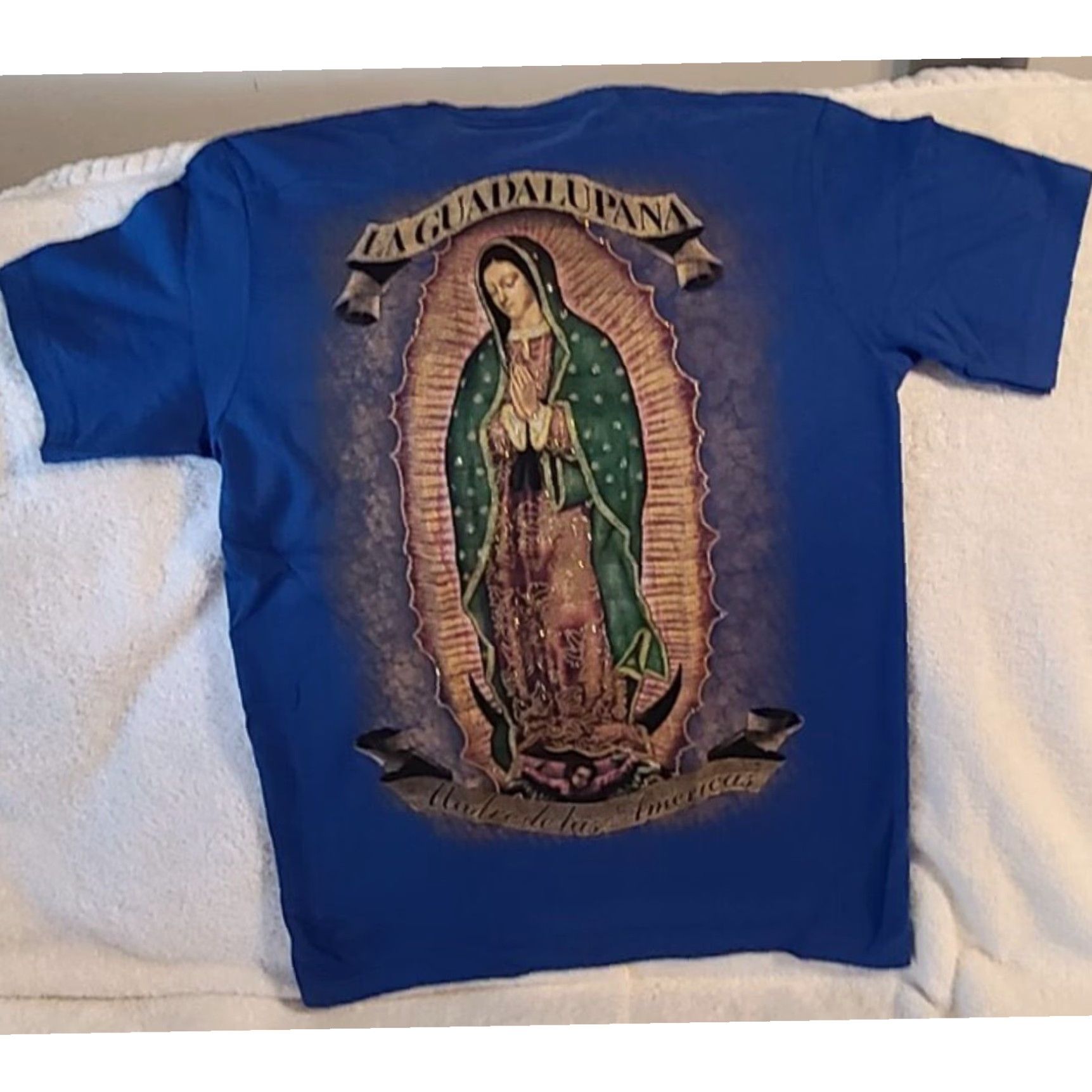 Vintage Guadalupe La Guadalupana Mens Blue Extra Large XL Cotton T-Shirt Size US L / EU 52-54 / 3 - 1 Thumbnail