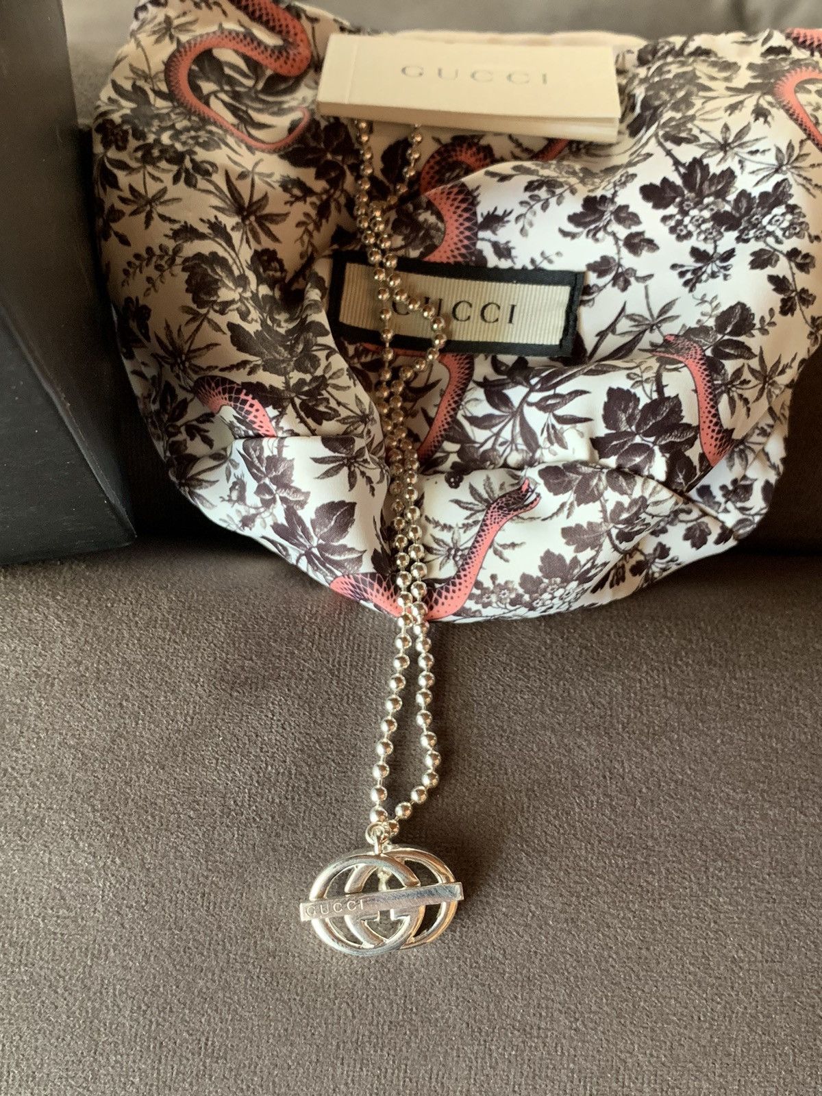 *RARE* Gucci .925 Sterling Silver Interlocking Logo Necklace