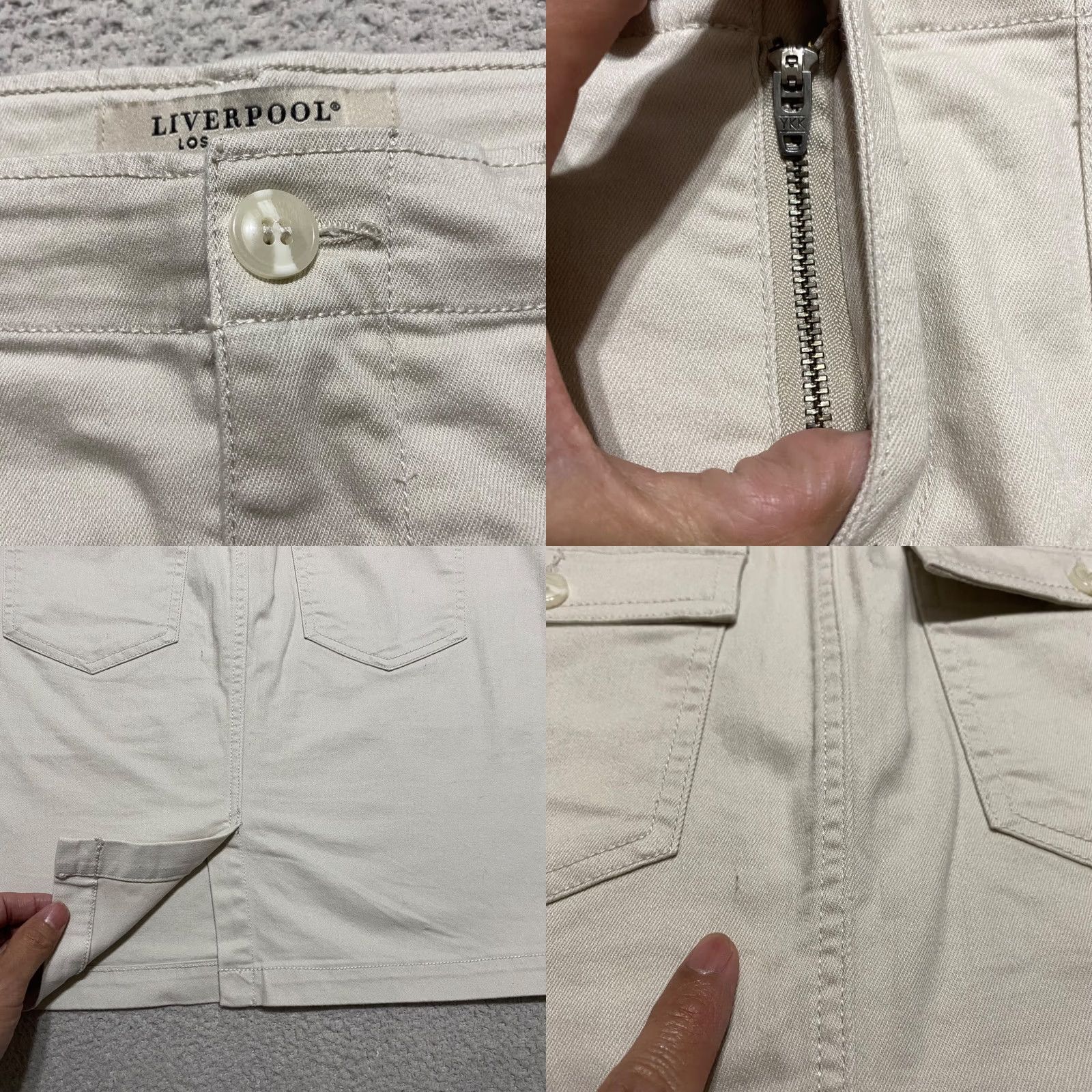 Vintage Liverpool Women Skirt 10 Beige Light Pockets Straight Pencil Button Fly Casual Business Party Mini Size 32" / US 10 / IT 46 - 8 Thumbnail