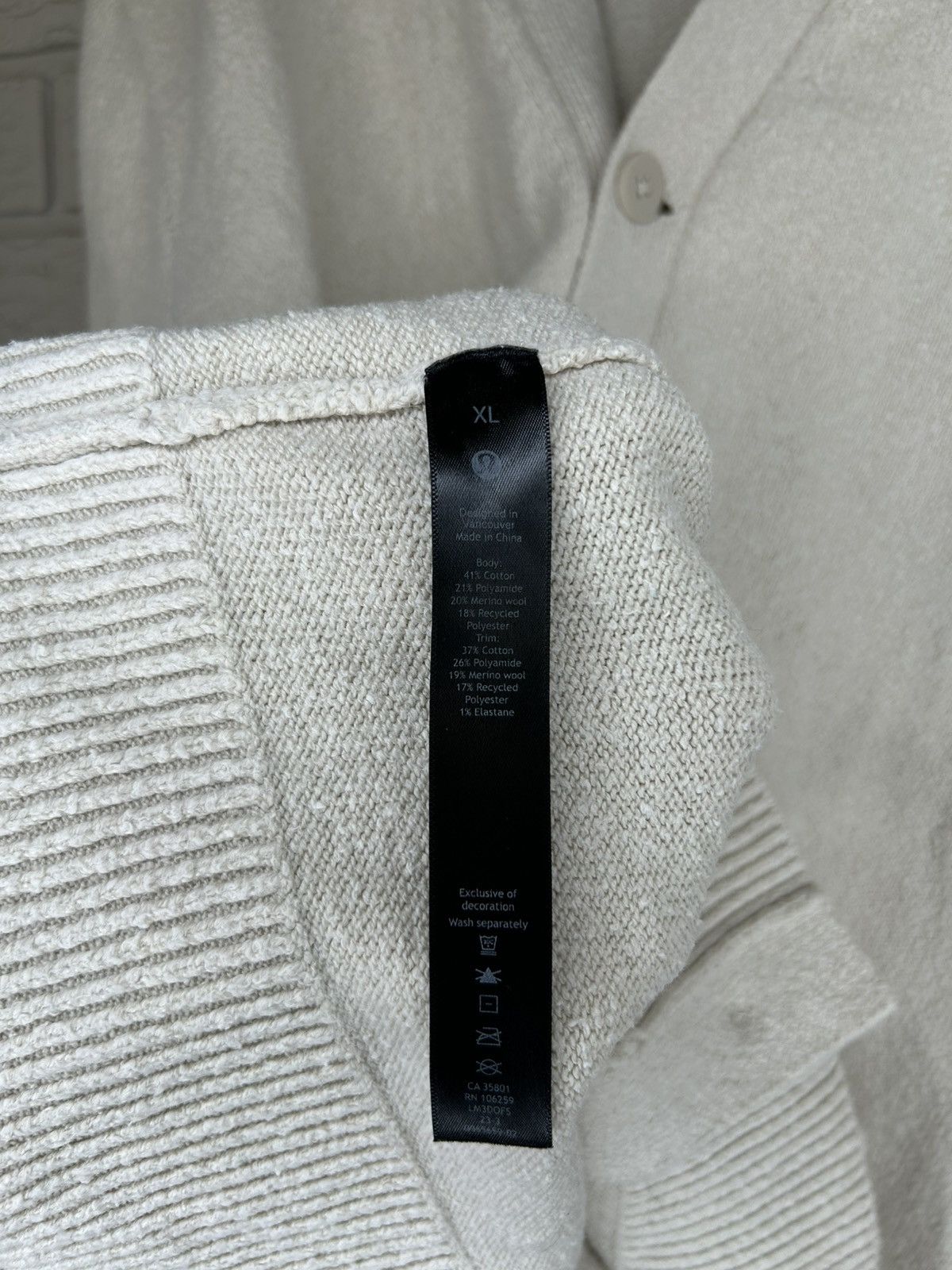 Lululemon Lululemon Merino Wool Blend Cream Cardigan Size US XL / EU 56 / 4 - 6 Thumbnail