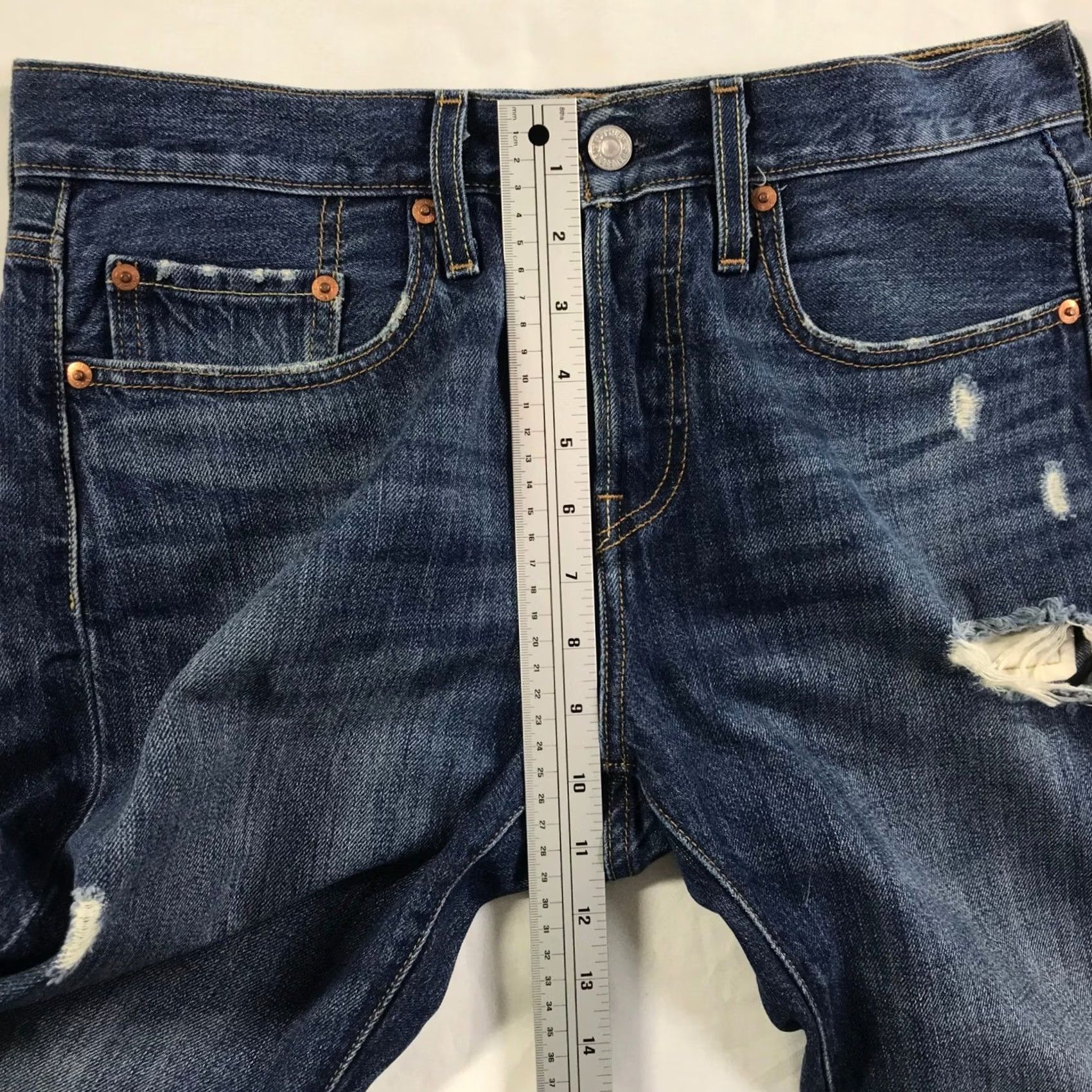 Levi's Womens Levi's 501 Taper Jeans Blue Distressed Denim W27 L28 36197-0017 Size 27" / US 4 / IT 40 - 3 Thumbnail