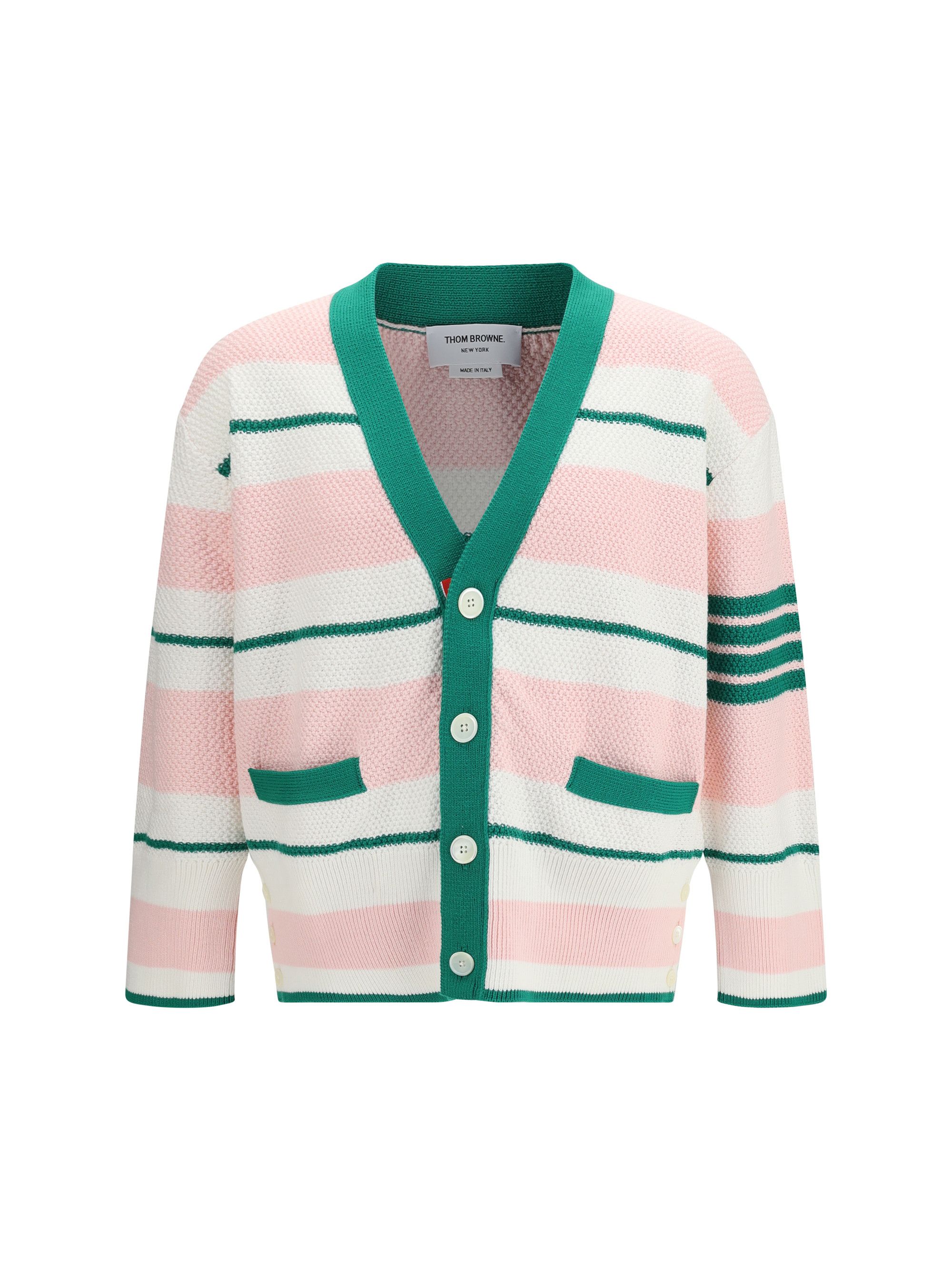 Thom Browne Classic Stripe Seed Stitch V Neck Cardigan Size US M / EU 48-50 / 2 - 1 Thumbnail