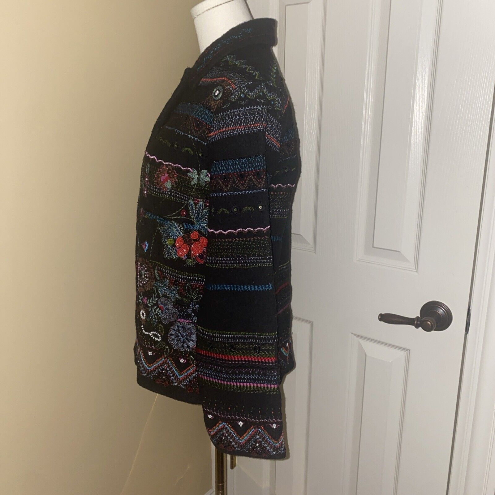 Chicos CHICO'S Beaded Embroidered Wool Blend Jacket Sz 0 Size XS / US 0-2 / IT 36-38 - 4 Thumbnail