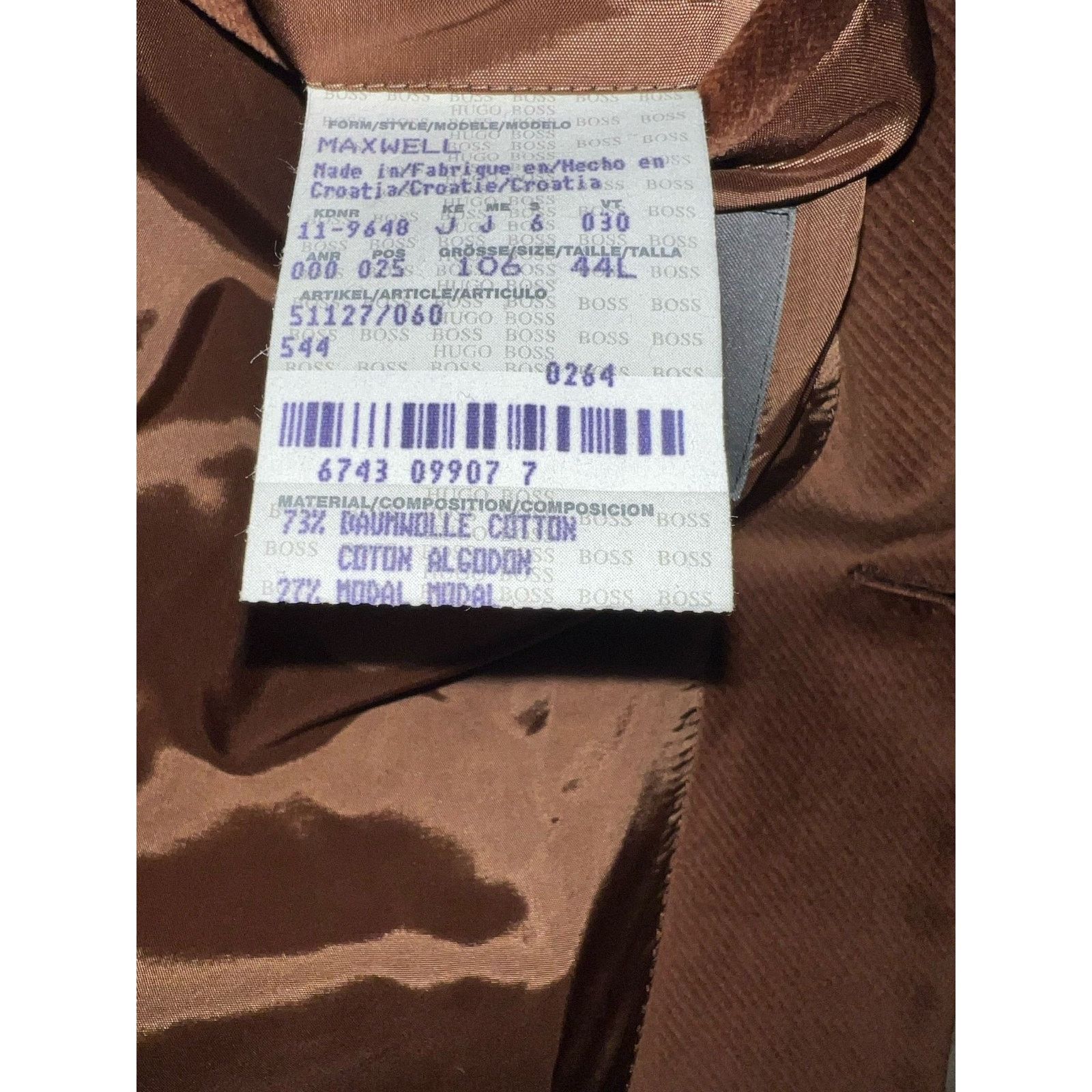 Hugo Boss Hugo Boss Cordoroy Brown 3 Button Men's Blazer 42L Size 42L - 6 Thumbnail