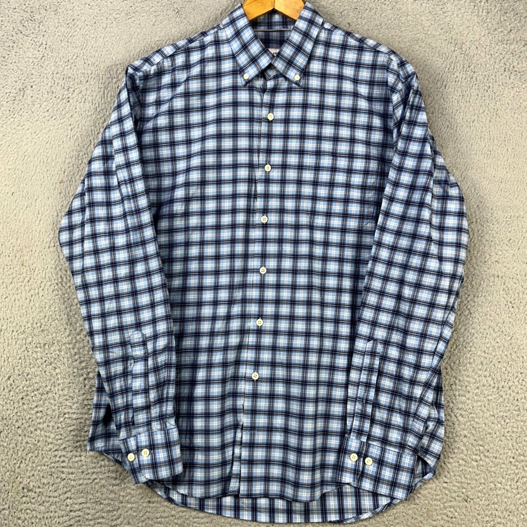 Peter Millar VINTAGE Peter Millar Crown Crafted Button-Down Shirt Large Blue Plaid Pocket Stretch Mens Size L Size US L / EU 52-54 / 3 - 2 Thumbnail