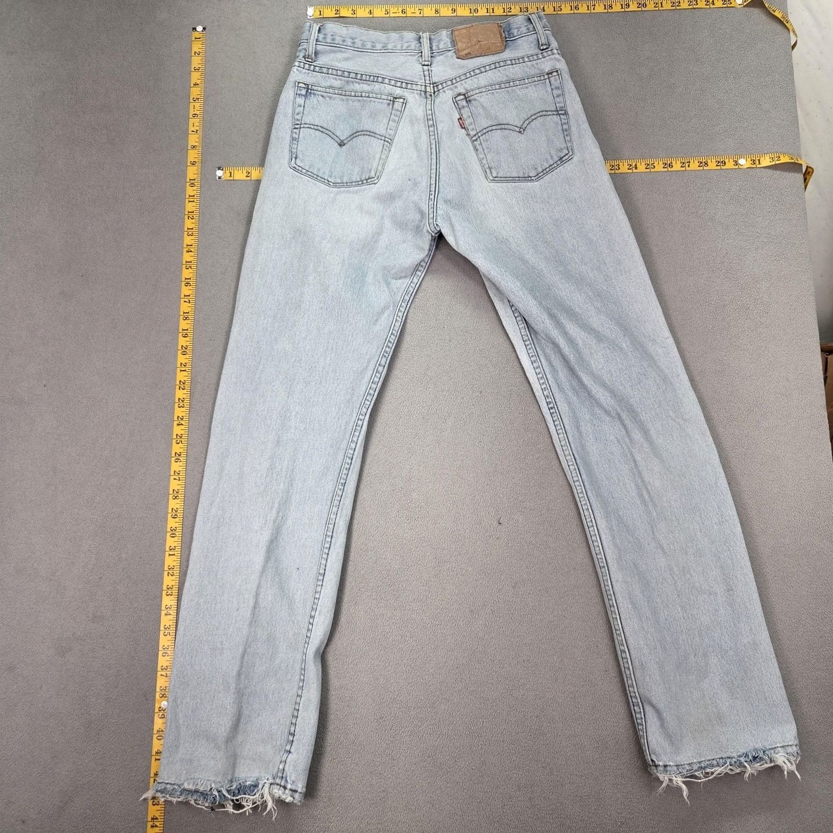 Levi's VINTAGE Levi's 501 Jeans Mens Light Wash Button Fly USA 28x31 Stains 90s Fits 31 Inseam Size US 31 - 2 Thumbnail