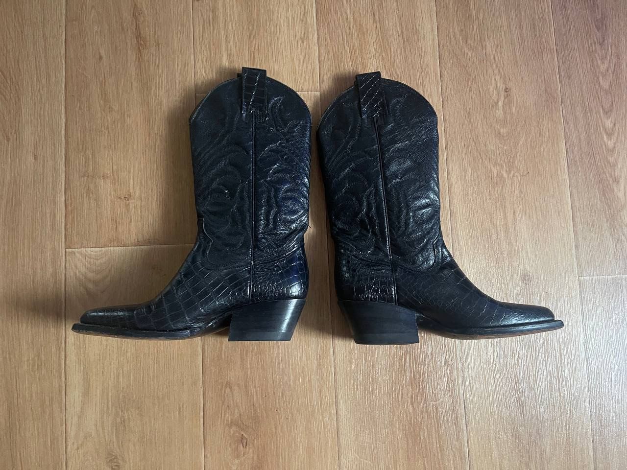 Cowboy Equipment × Japanese Brand × Vintage Vintage Cowboy Boots Black Leather USA Western Size US 6 / IT 36 - 3 Thumbnail