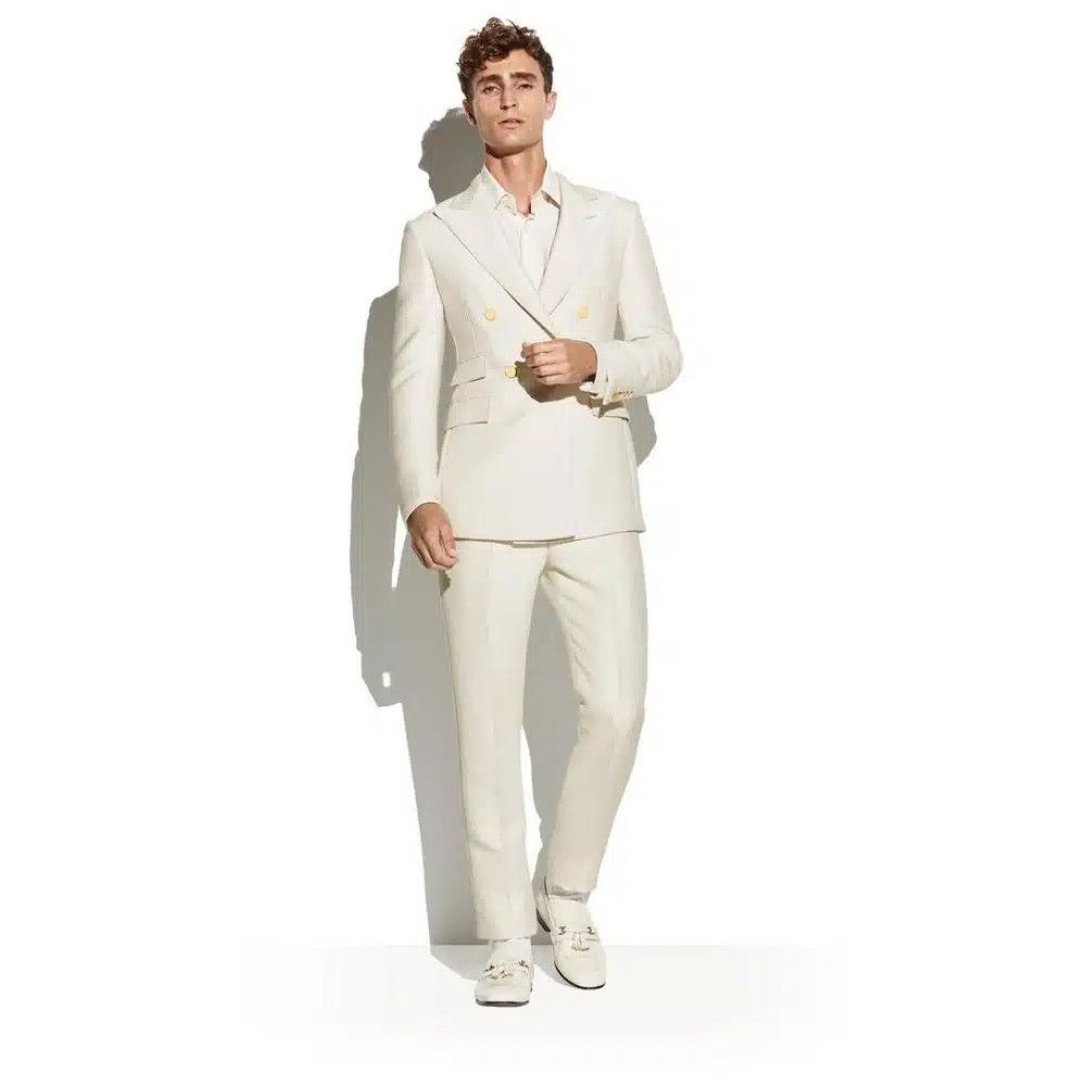 Tom Ford o1loc1c0625 15QM40 Double Breasted Jacket in White Size US S / EU 44-46 / 1 - 2 Thumbnail